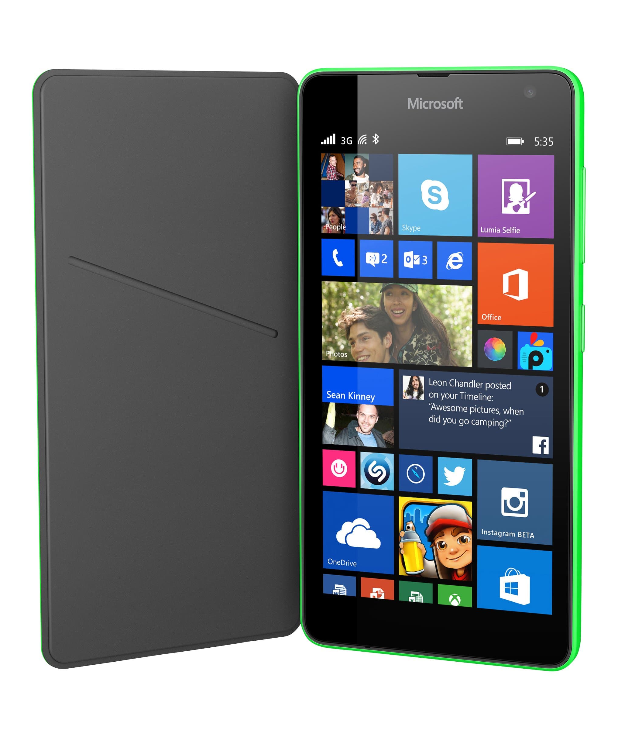Genuine Microsoft Flip Shell Case Cover for Microsoft Lumia 535 (CC-3092) - Green
