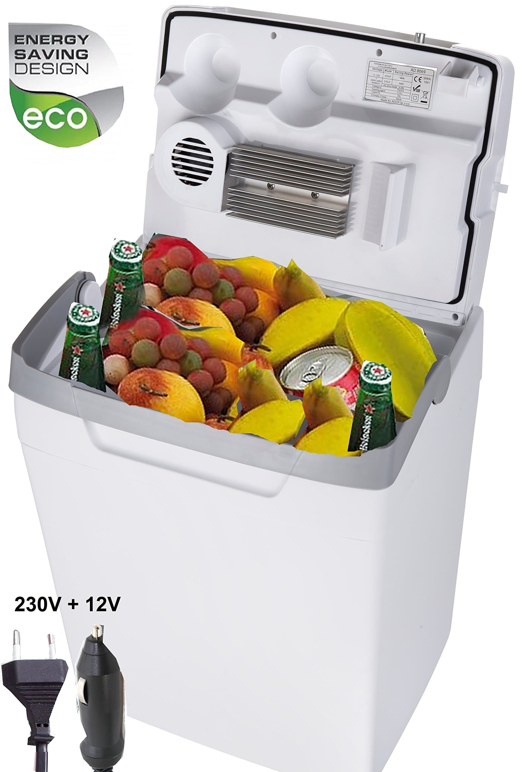 Adler Eagle 29 Litre Cool Box 12 V 230 V COMBI Thermoelectric Cool Bag Camping/Insulated Box for Cars and Mains Outlets (EU Socket) Mini Fridge