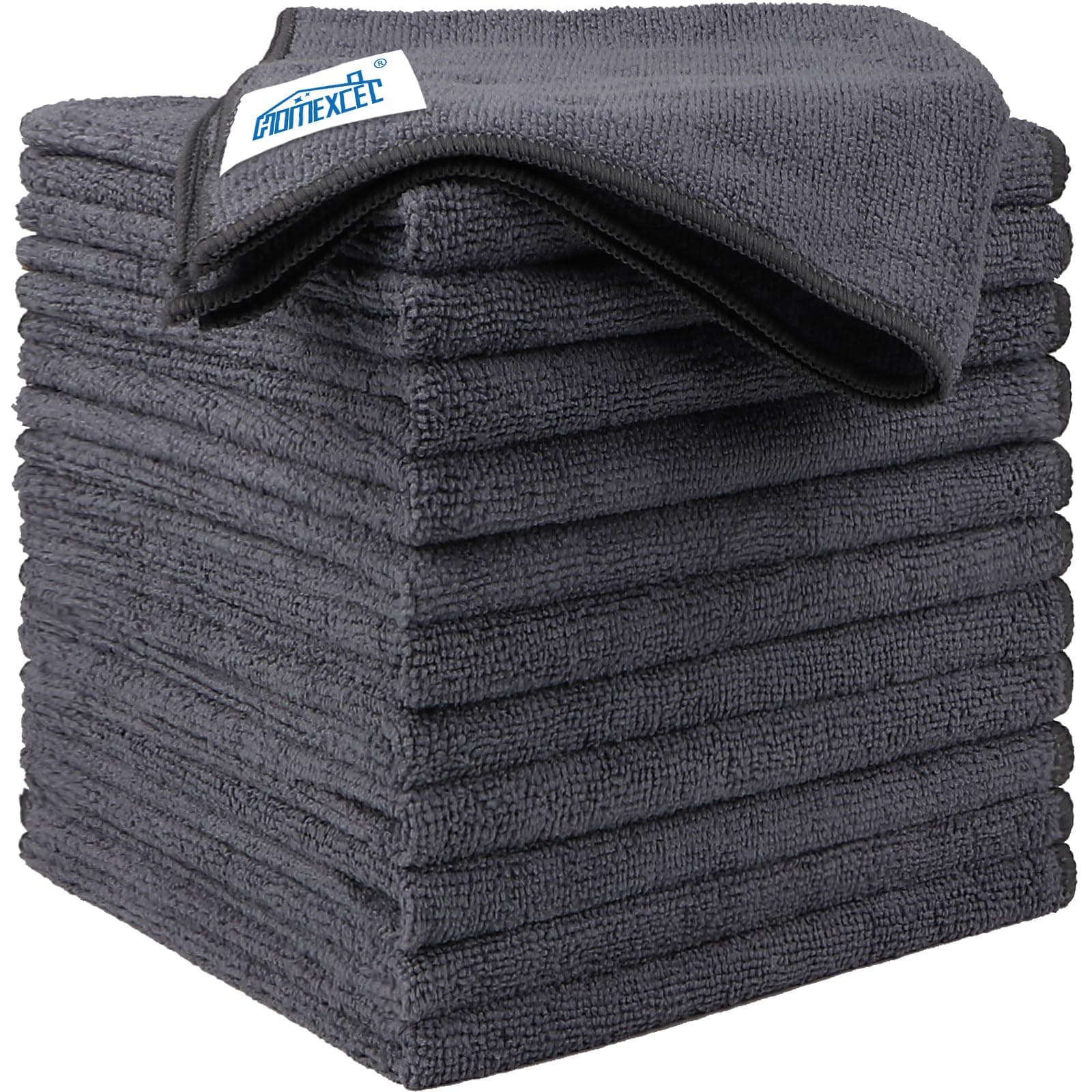 Microfiber Cleaning Cloth 12 Pack, 12.5 x 12.5 inch Microfiber Towels for Cars, Ultra Absorbent Car Washing Cloth, Lint Free Streak Free Cleaning Rags for Car, Kitchen, and Window (Grey)