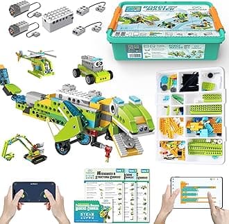 - makerzoid Coding Robot Kit for Kids Ages 6+, 200+ in 1 APP Control Dinosaur Robot Toy, Educational Scratch Program Robotic Kit with 47 Video Courses, Toy for Boys Girls(600 Blocks)