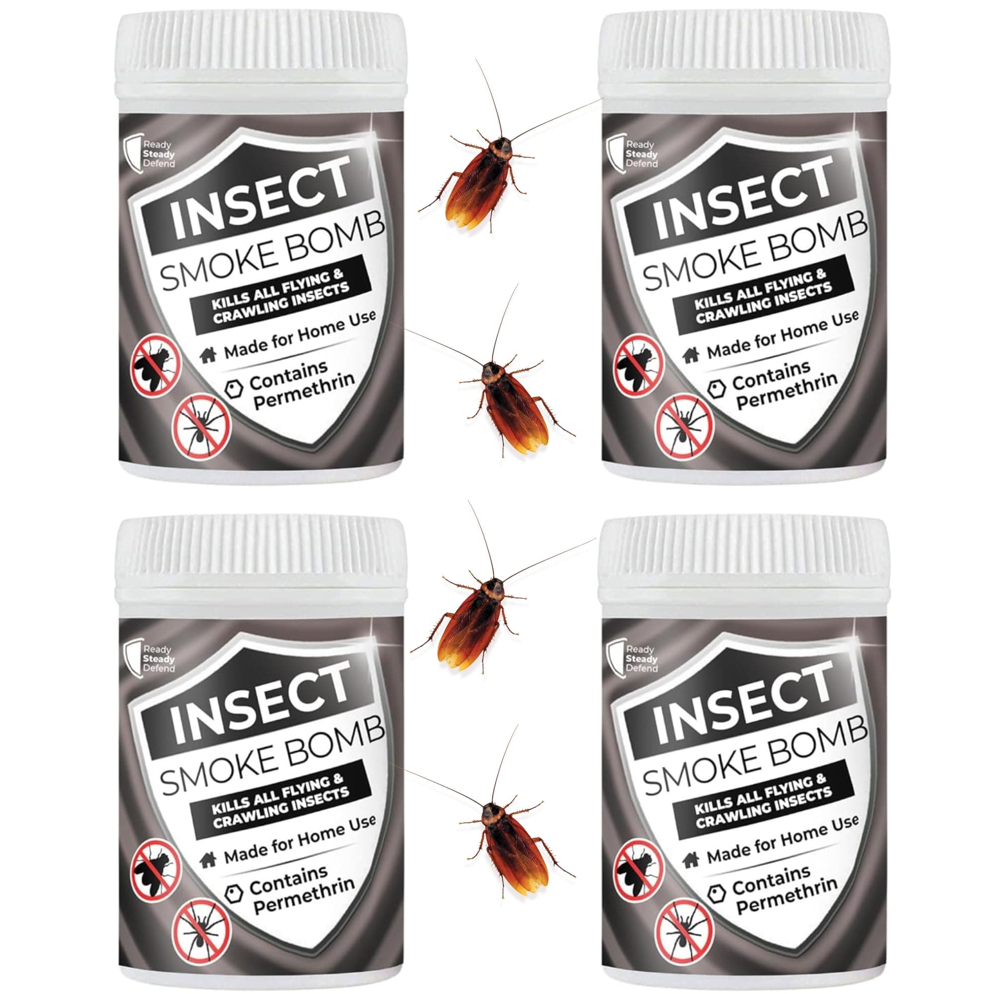 Cockroach Smoke Bomb 4 Pack - Fast-Acting Formula, Comprehensive Coverage, Non-Staining, for Home Use, Effective Against All Insects