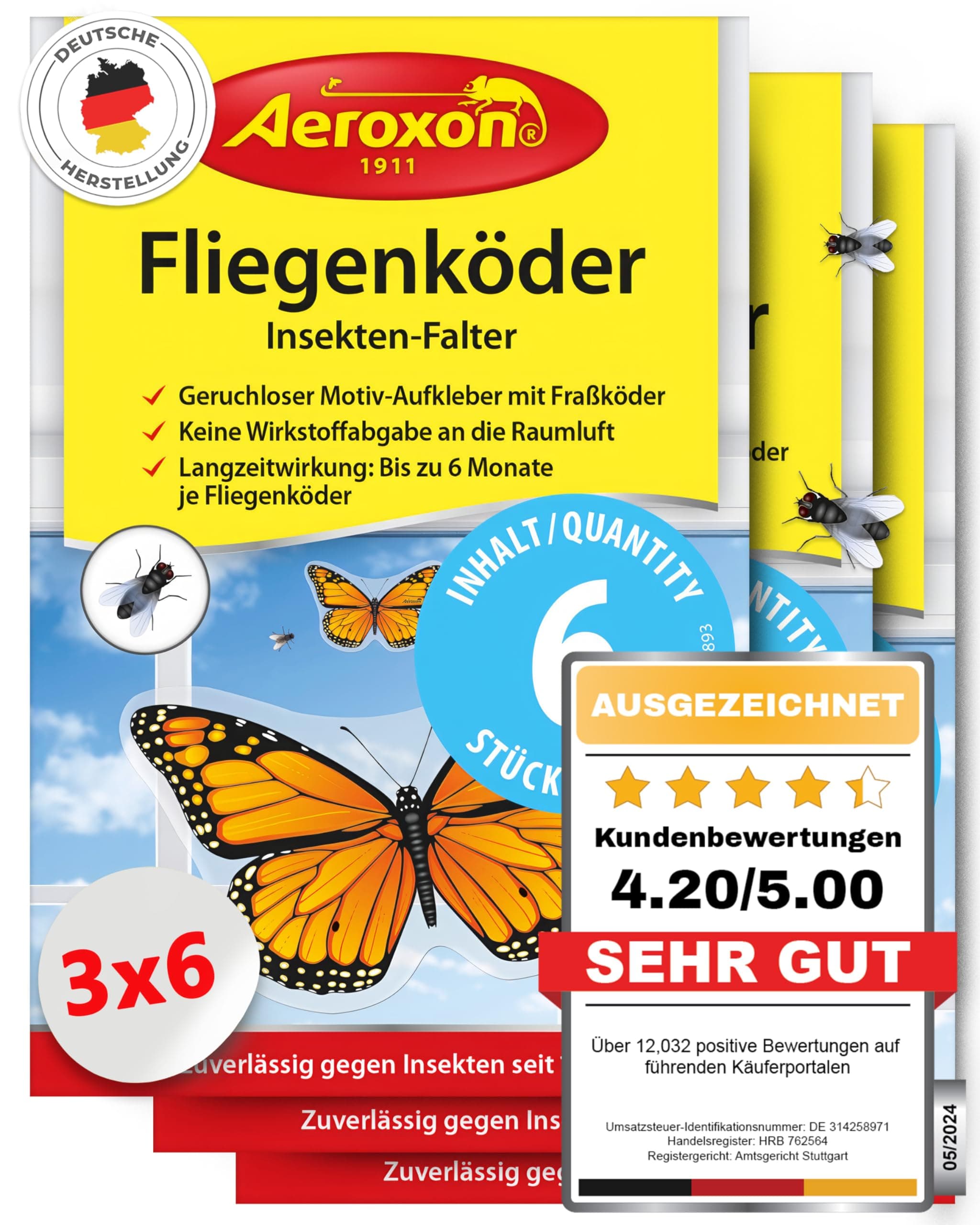 AEROXON Fly Bait for windows 18 Pieces