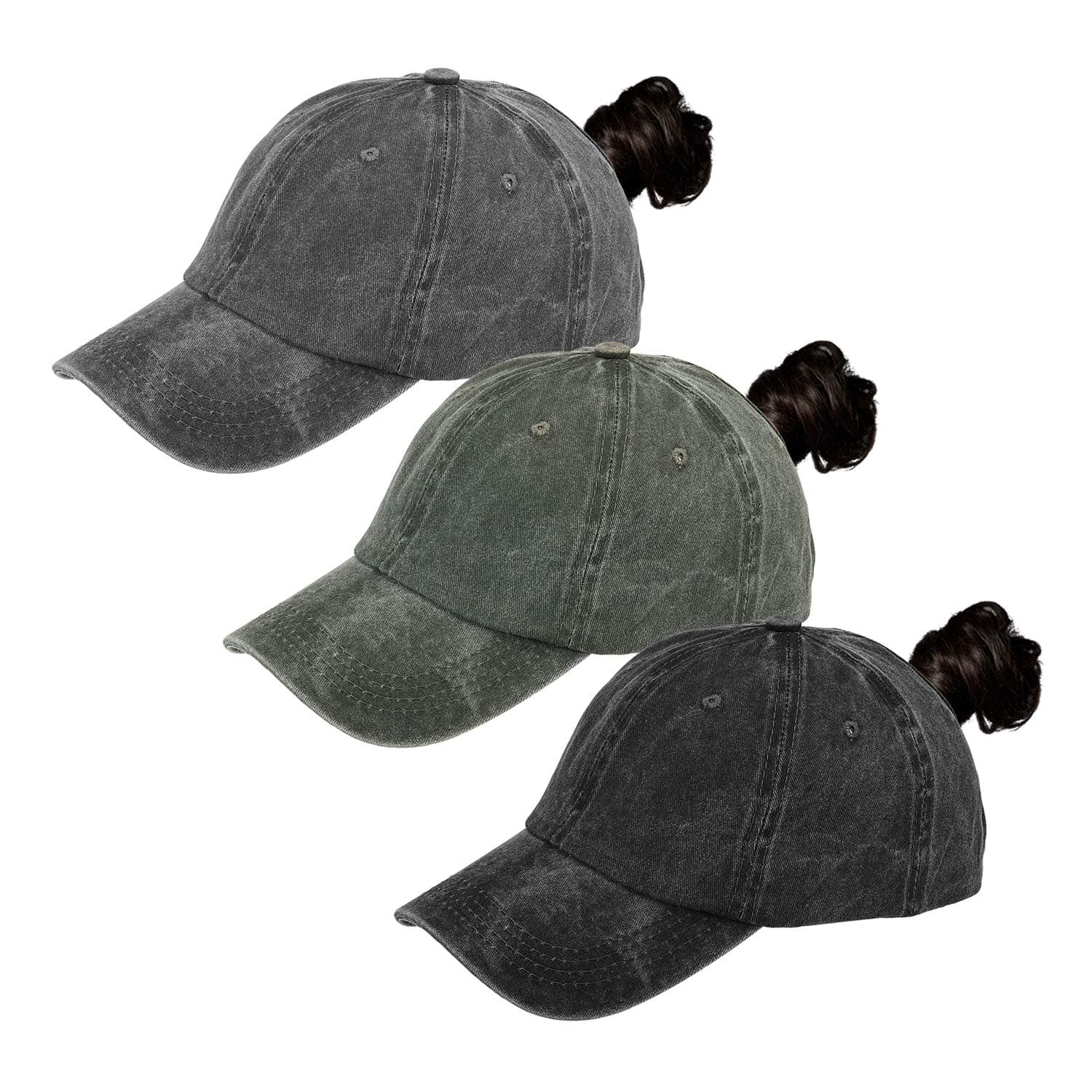 womens Washed Plain Baseball Cap
