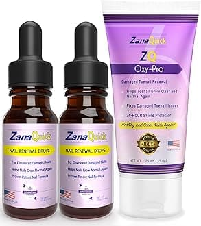 ZanaQuick 2 Step Toenail Fungus Treatment. Extra Strength Damaged Nail Solution & Renewal Drops and Damaged Nail Disruptor – Repair Strategy Kit for Discolored Brittle Nails