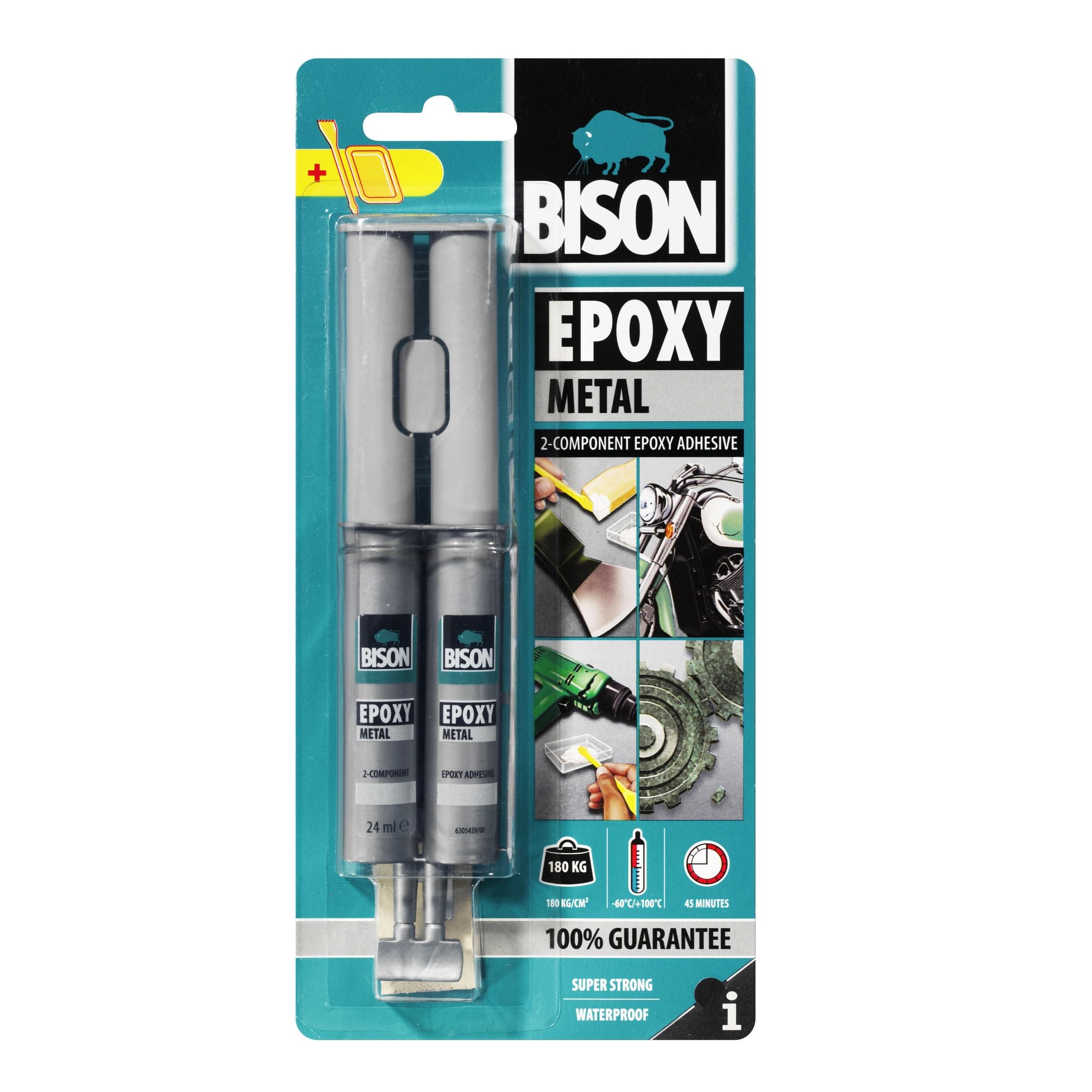 – BISON Epoxy Adhesive Metal Syringe, Grey, 24ml