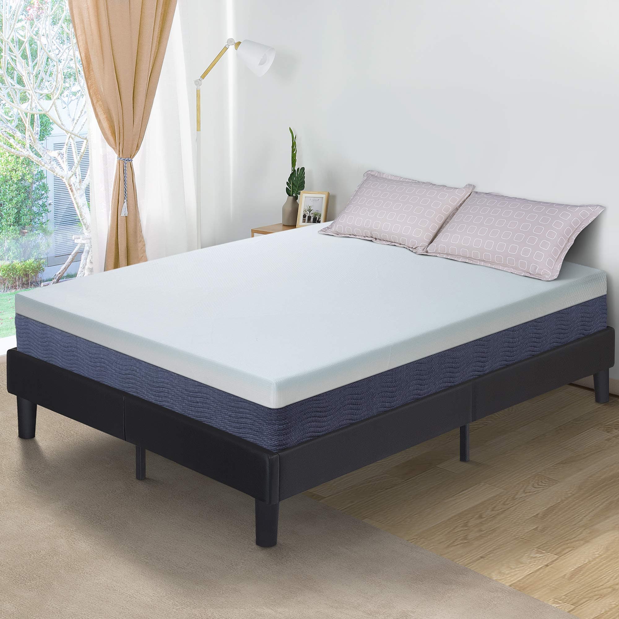 Olee Sleep4 Inch Memory Foam Topper, Queen, White