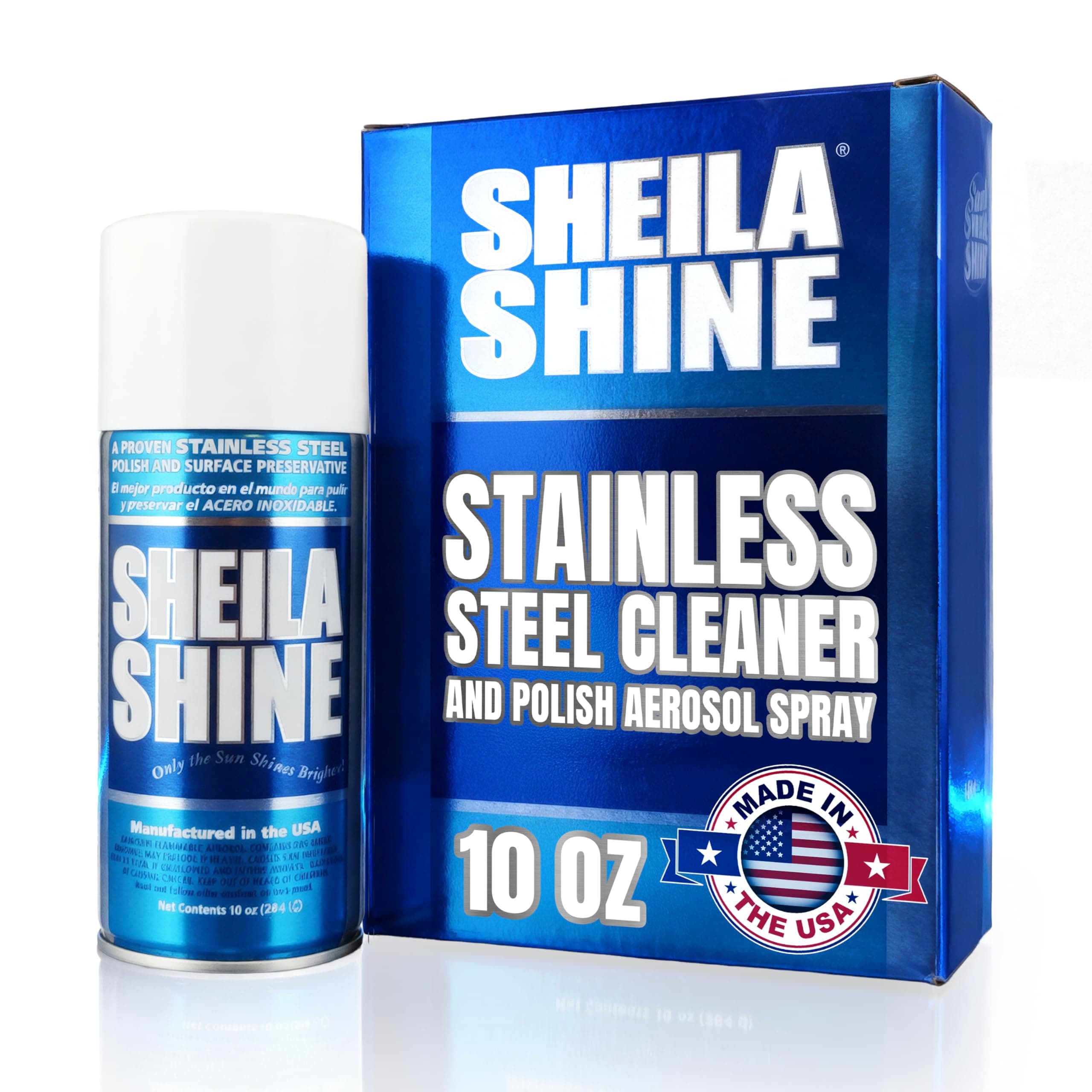 Sheila Shine 10oz Stainless Steel Cleaner and Polish - Cleans, Polishes & Protects Kitchen Appliances, Refrigerators, Sinks, Ovens & Grills - Residue, Streak Free Shine - Stainless Steel Cleaner Spray