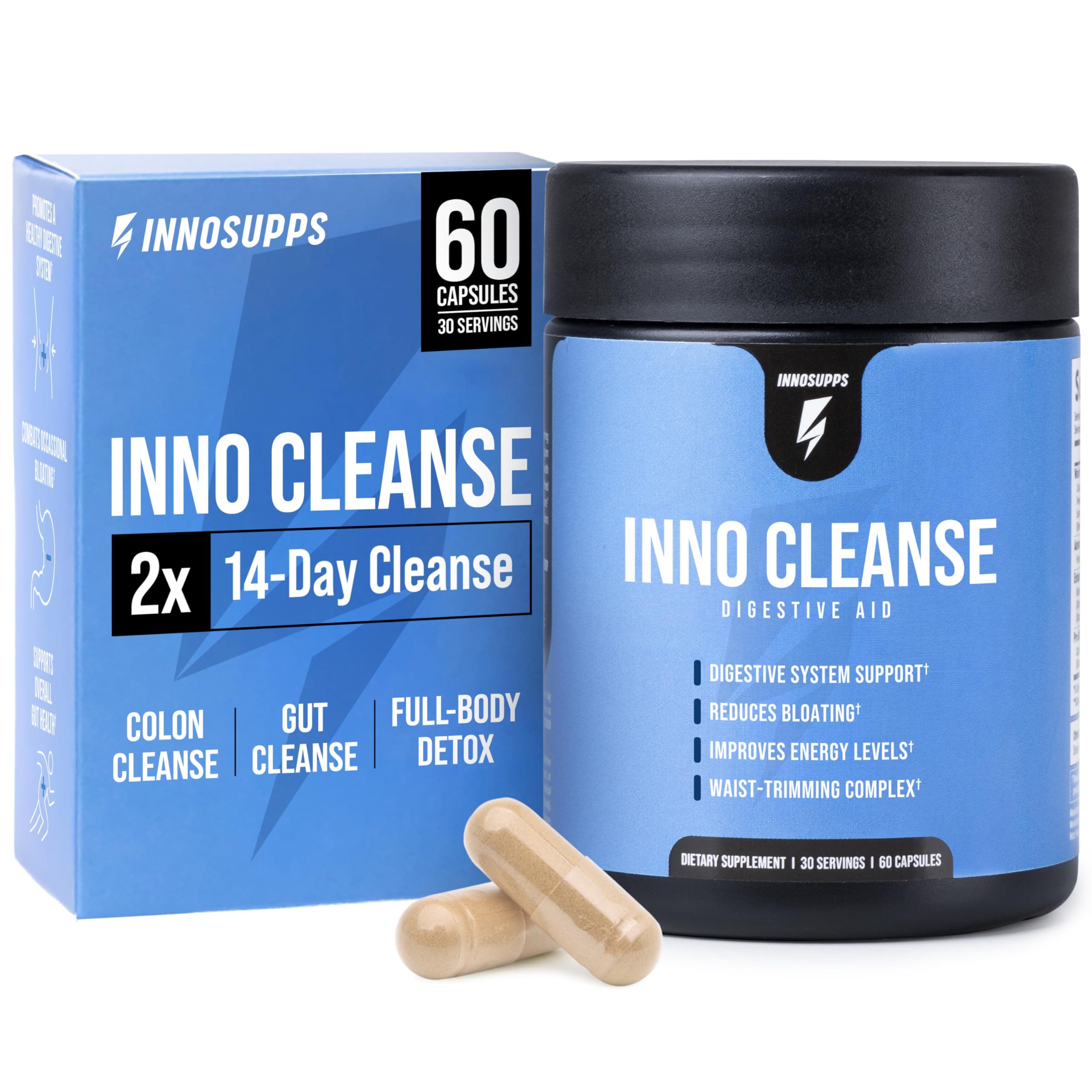 InnoSupps Inno Cleanse - Waist Trimming Complex | Digestive System Support & Aid | Reduced Bloating | Improves Energy Levels | Gluten Free, Vegan Friendly