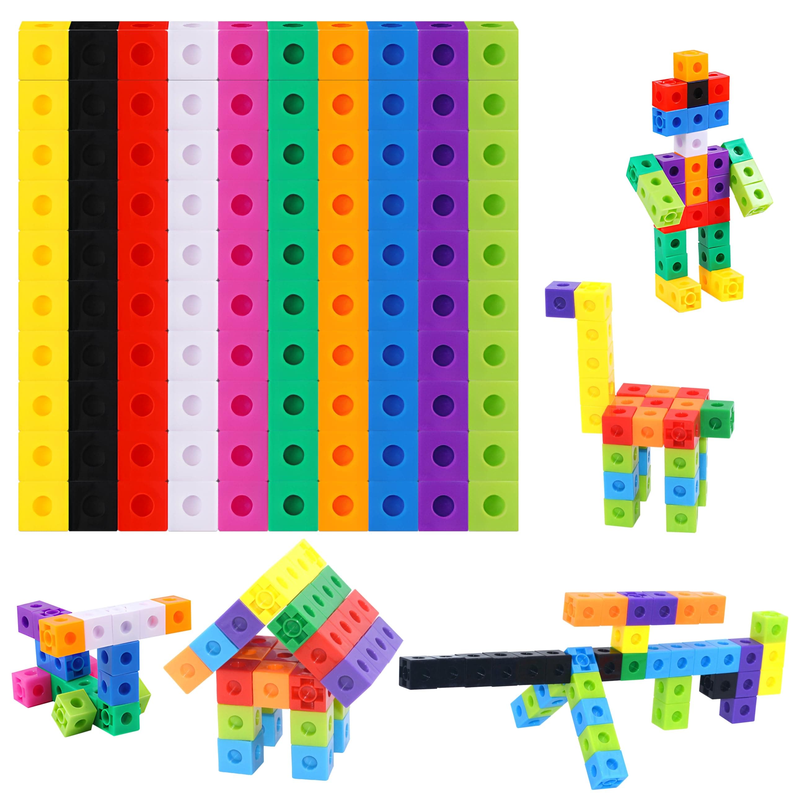 SpriteGru Math Linking Cubes, Set of 100 Math Cubes Manipulative Connecting and Counting Snap Blocks for Early Math and Construction, Educational Toy for Preschool, Kindergarten, Homeschool
