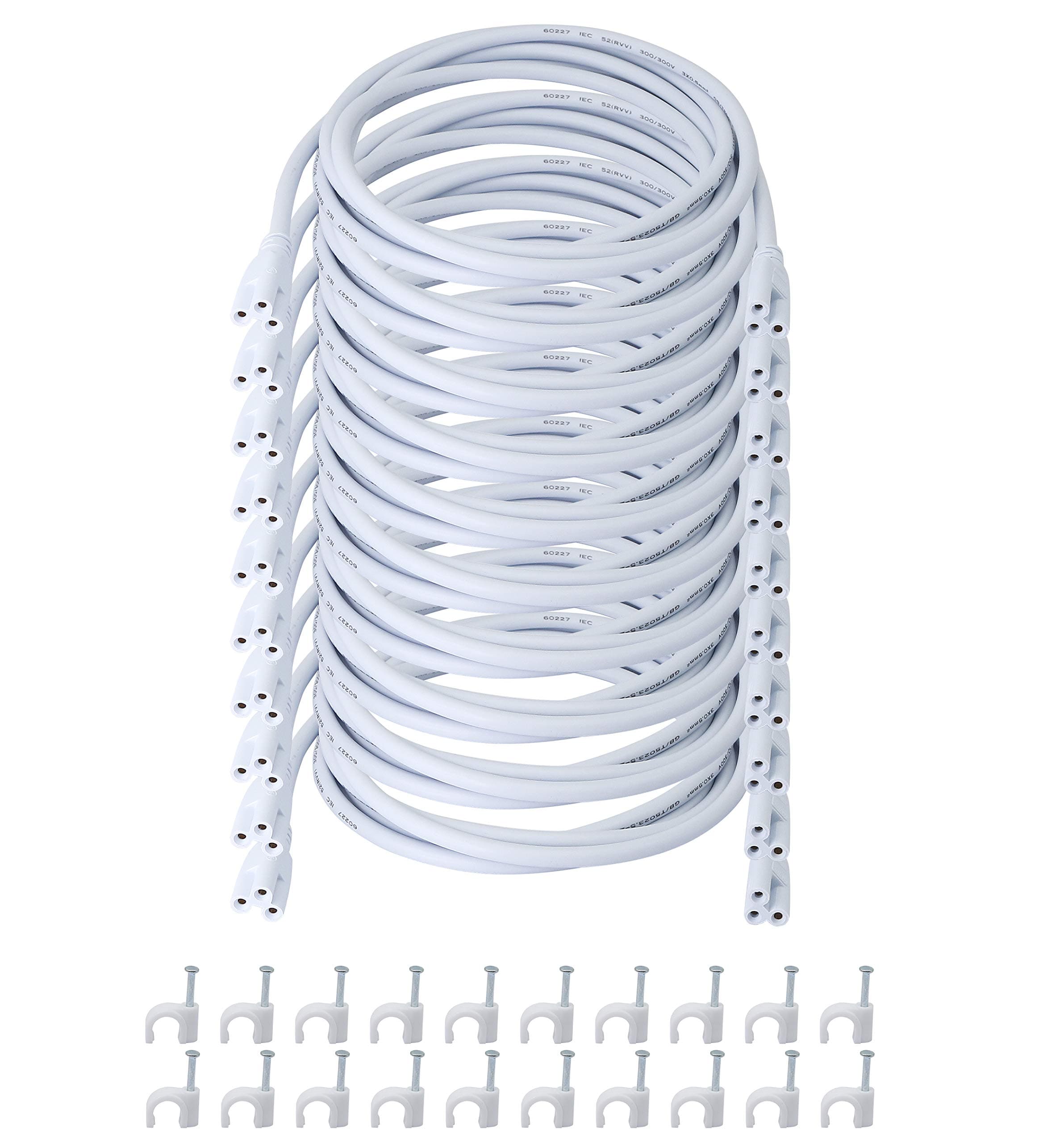 SinLoon UL-LP Certification T5 T8 LED Lamp Connecting Wire for Ceiling Lights - Daylight Integrated Tube Cable Linkable Cords for Lamp Holder Socket Fittings (6.5FT/2M, 10-Pack)