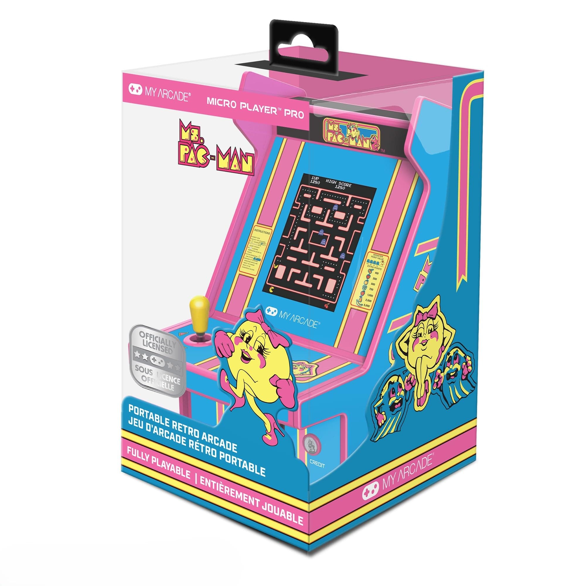 Ms. Pac-Man Micro Player Pro: Classic Arcades, 2.75 Inch Screen, Retro Gaming, Games for Kids and Adults