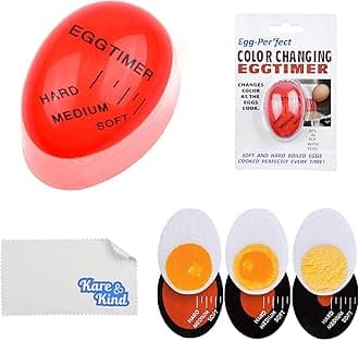 Egg Timer with Color Change Indicator - Set of 2 Egg Timer for Soft, Mid-Hard and Hard Eggs - Heat Sensitive, Durable and Safe Kitchen Accessories