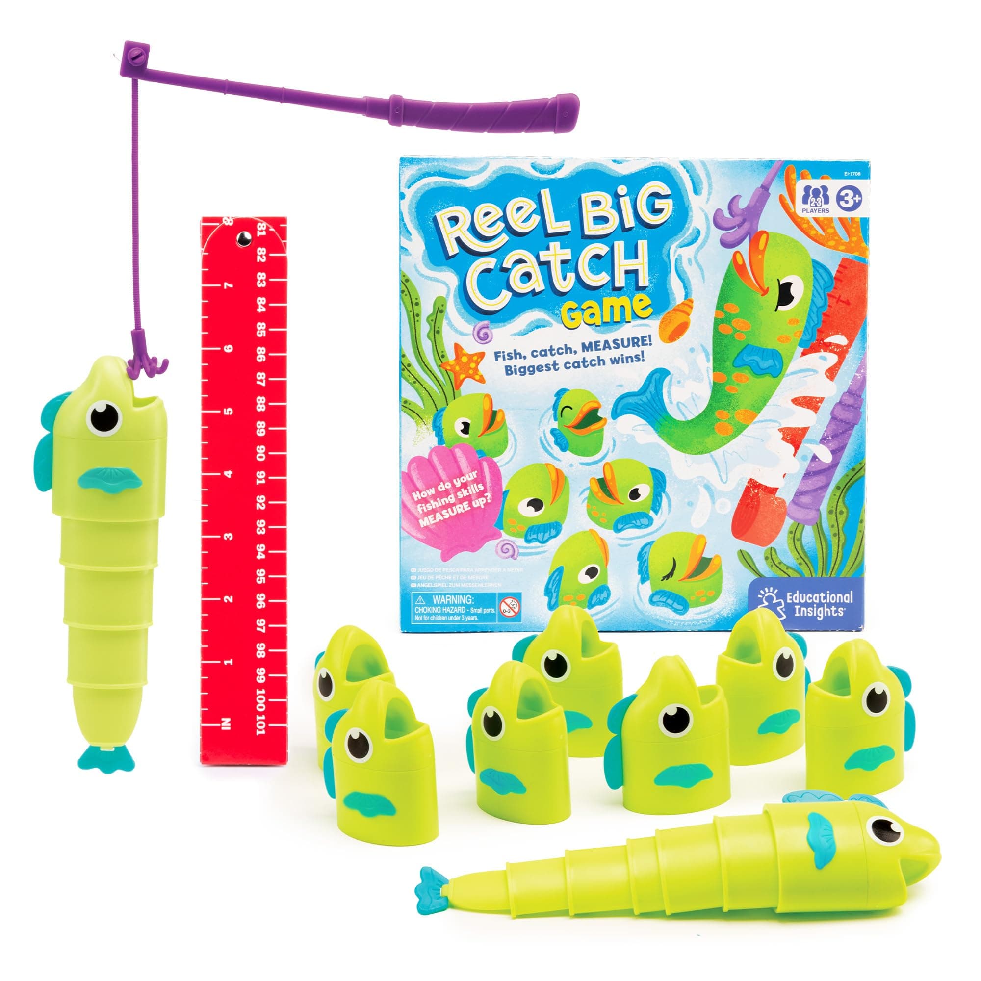 Learning Resources Reel Big Catch Game, Preschool Early Maths Game to Learn Measurement, Maths Games for Kids, 2–3 Players, Boys and Girls Ages 3+