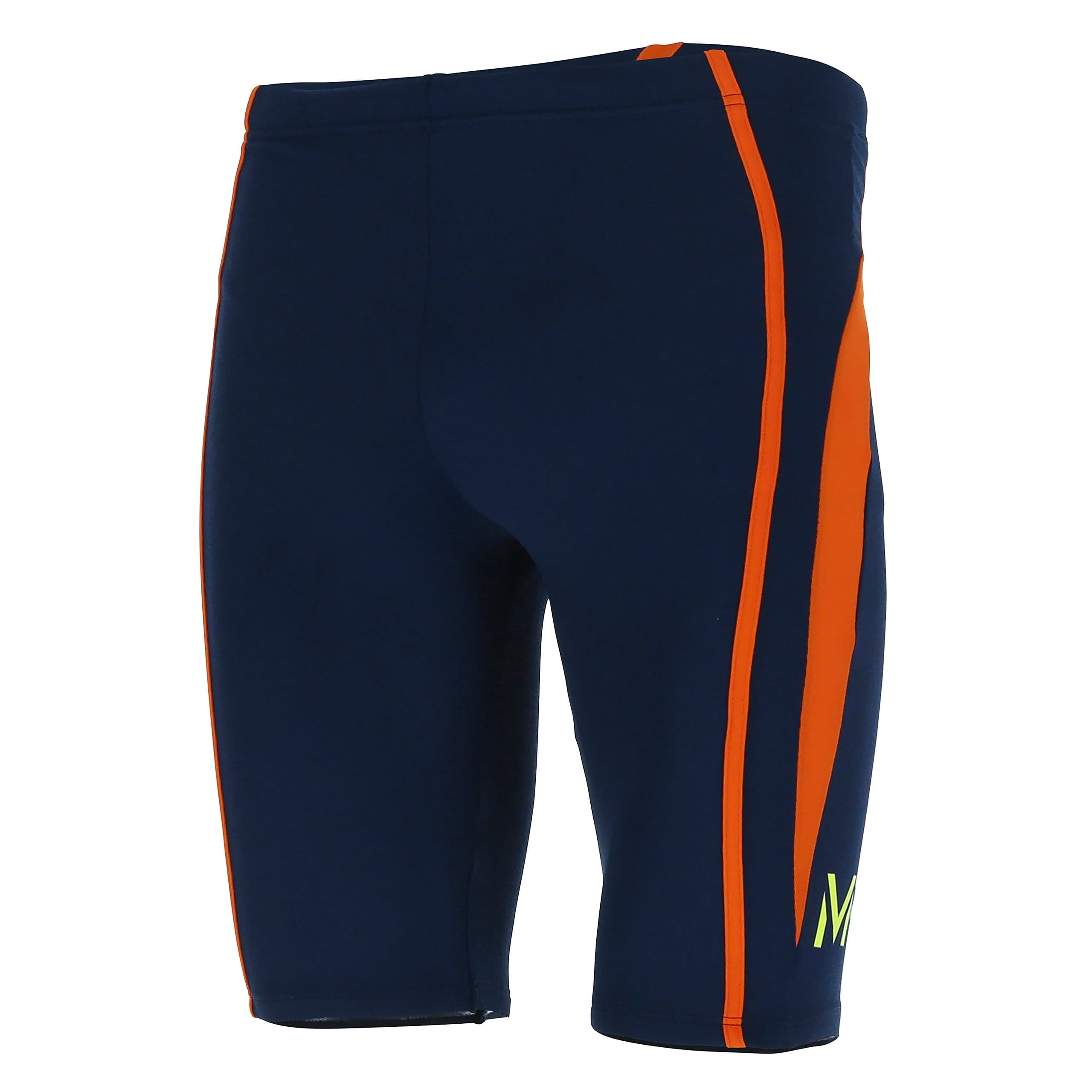 MP Michael Phelps Men Comp Splice Jammer - Navy Blue/Orange, Size 34