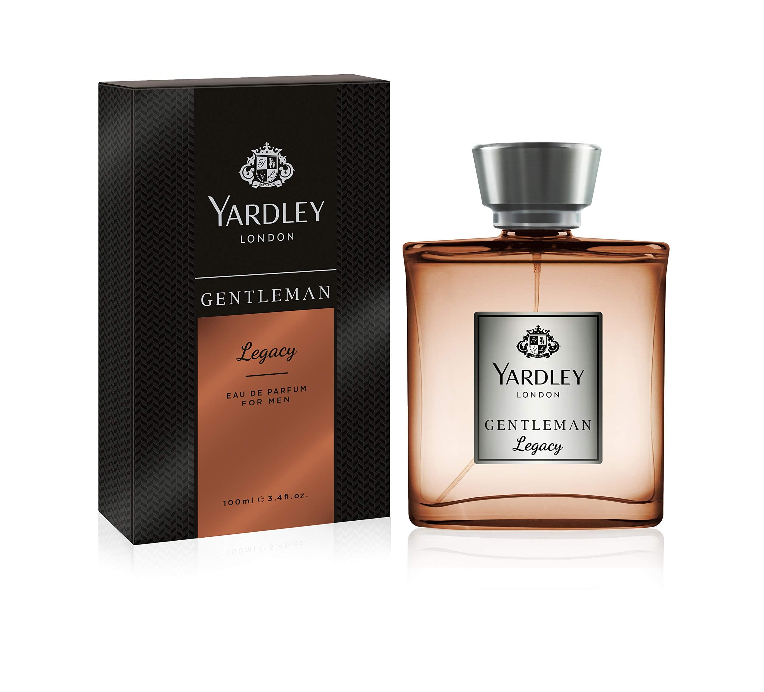 Yardley of London Gentleman Legacy EDP for Men, Long-Lasting Luxury Fragrance, Sophisticated Woody & Spicy Scent with Crisp Top Notes of Pink Pepper, Mandarin, Cedarwood and Cocoa Undertones 100ml