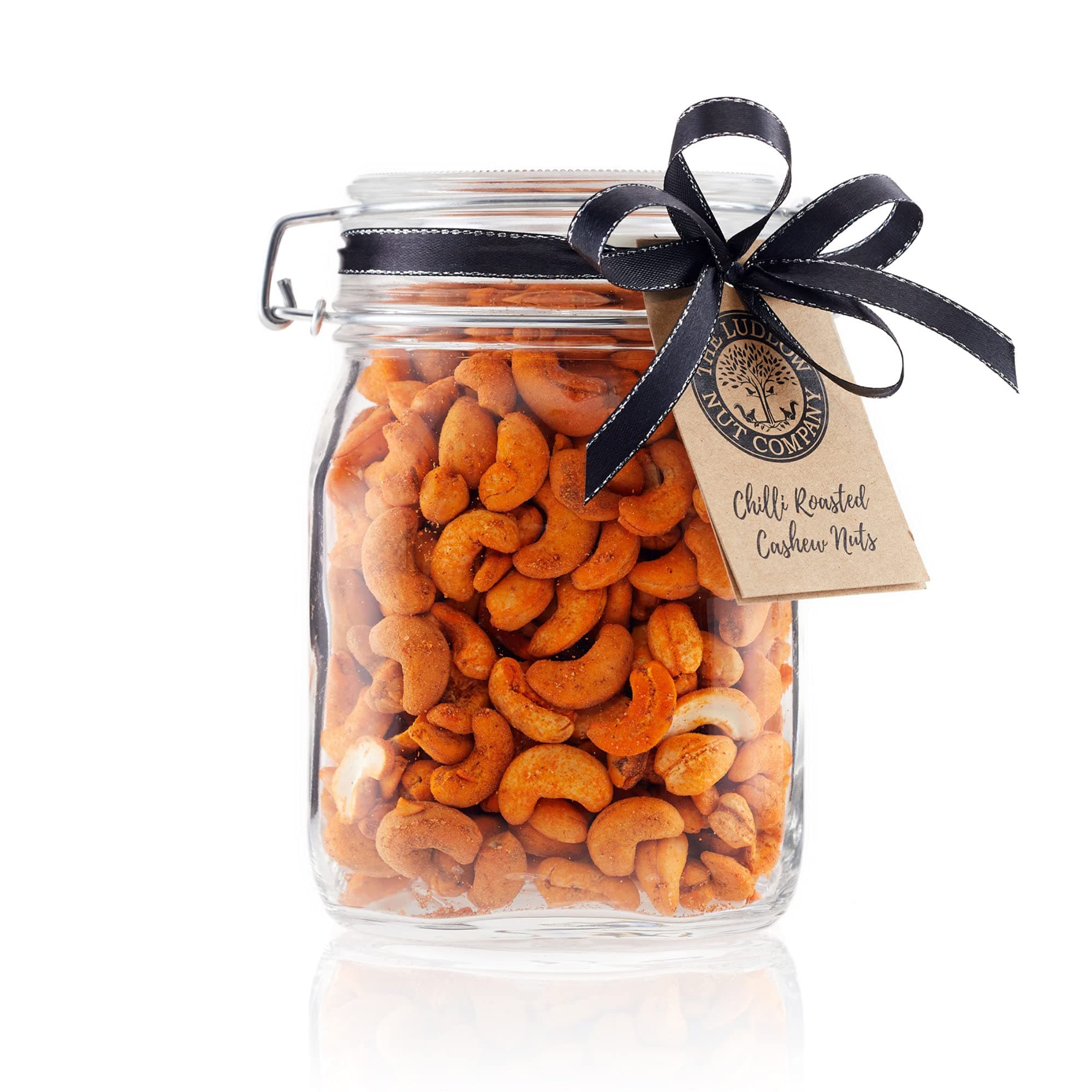 Gift Jar - Cashew Nuts Chilli Roasted - Packed In A Stunning Glass Jar- Perfectly Roasted- Cashew Nuts With A Coat Of Natural Chilli Spice Mix- Hot & Healthy Snacks High In Protein- Best For Vegans