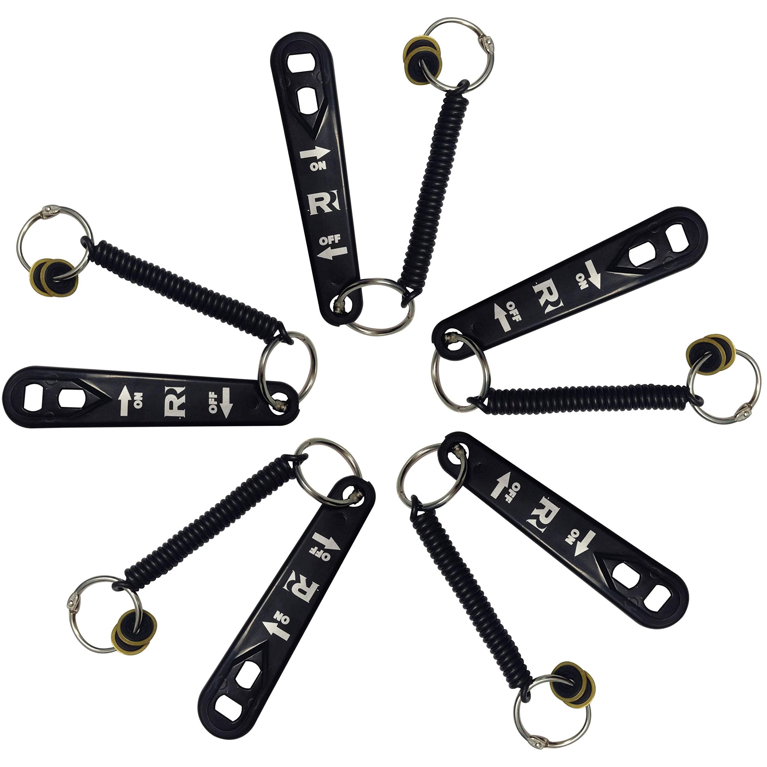 5-Pack Oxygen Cylinder Wrenches, Each w/Bungee & 2 Brass Yoke Washer Seals for O-Ring Replacement on O2 Regulators