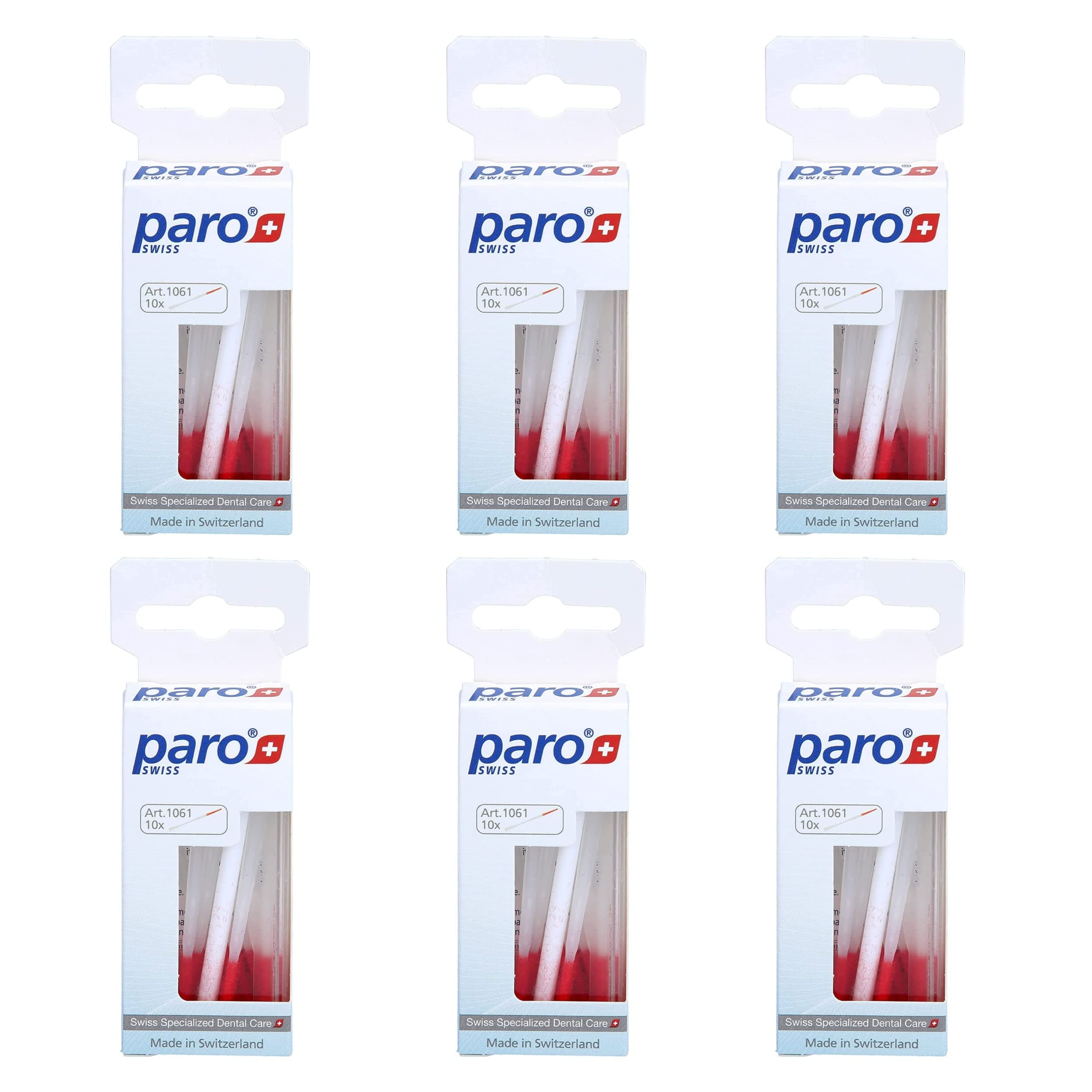 Paro Swiss Brush Stick | Interdental Brush Between Teeth, Implants and Braces, Flossing Interdental Tool for Tooth Cleaning | (1 x 10 St) - 6 Pack