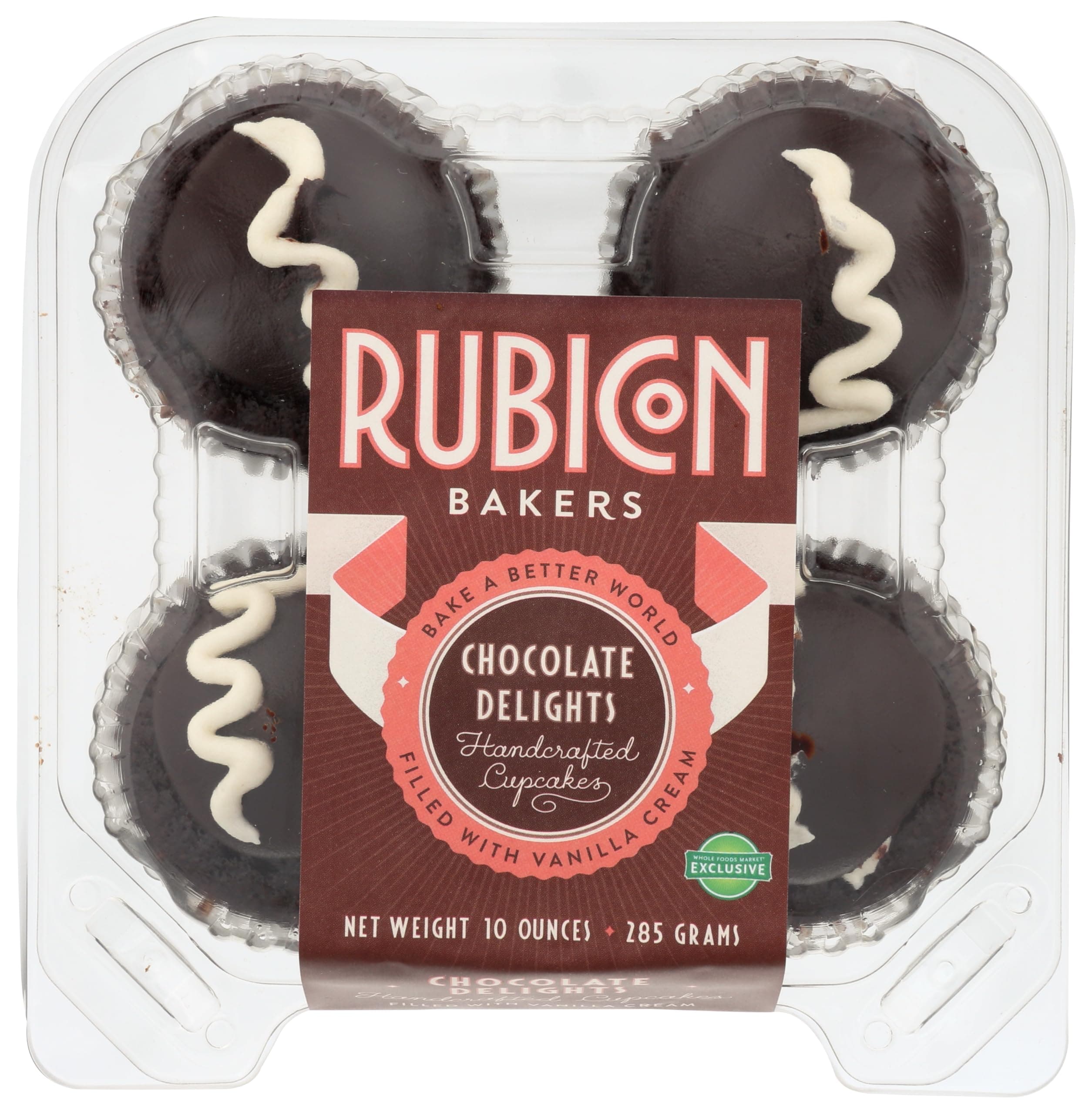 RUBICON BAKERY Chocolate Delight Cupcakes 4 Count, 10 OZ