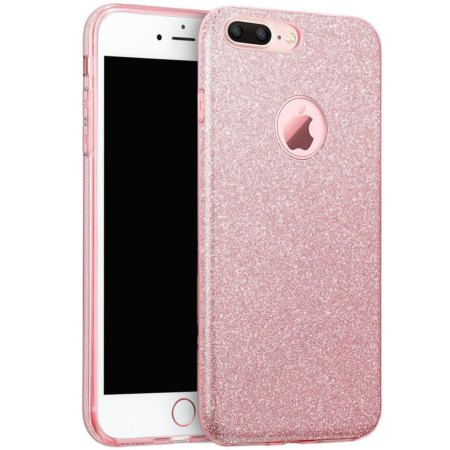iPhone 7 Plus Case, iPhone 8 Plus Case,Leevin Bling Luxury Glitter Sparkle Pretty Cute 3 Layer Hybrid Shockproof Hard PC/Protective/Soft Slim TPU Back Cover for 5.5 iPhone 7&8 Plus (Rose Gold)