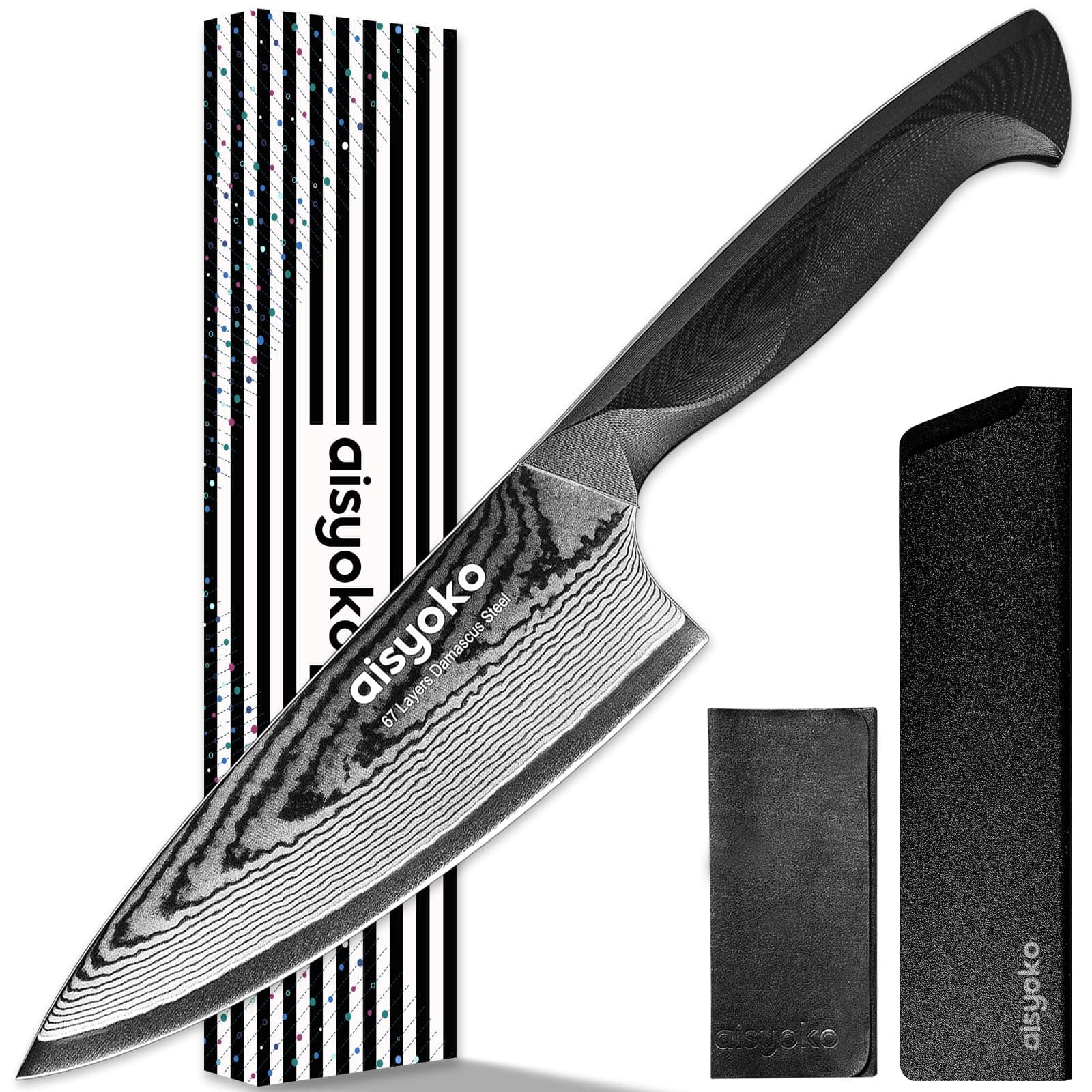 Damascus 6.5" Chef Knife Sharp Kitchen Knife Japan VG-10 Stainless Steel Carbon Ultra Sharp Kitchen Cooking Knife, Ergonomic G10 Handle Deluxe Gift Box