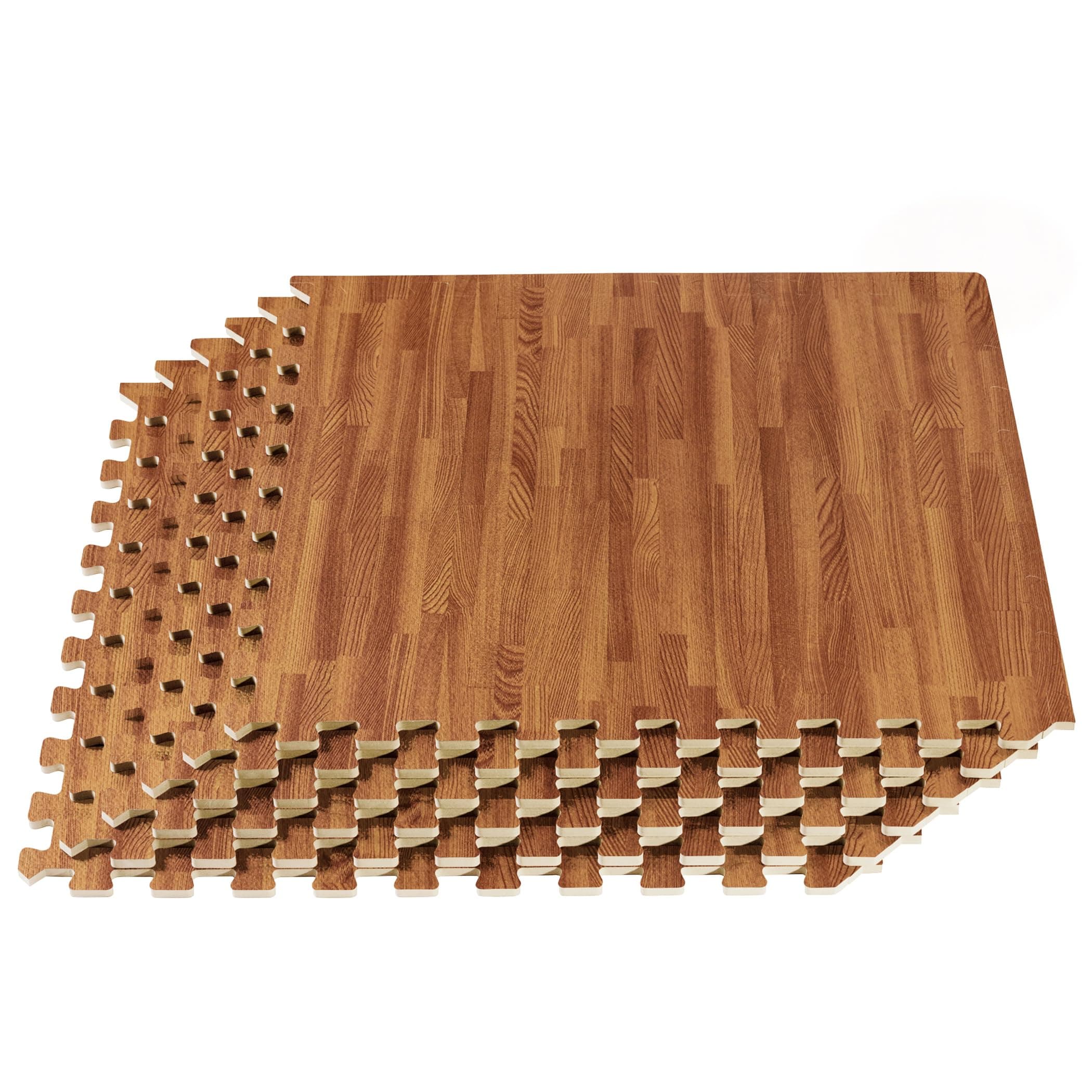 FOREST FLOOR Wood Grain, Cork Grain and Bamboo Grain Interlocking Foam Anti Fatigue Flooring 2'x2' Tiles