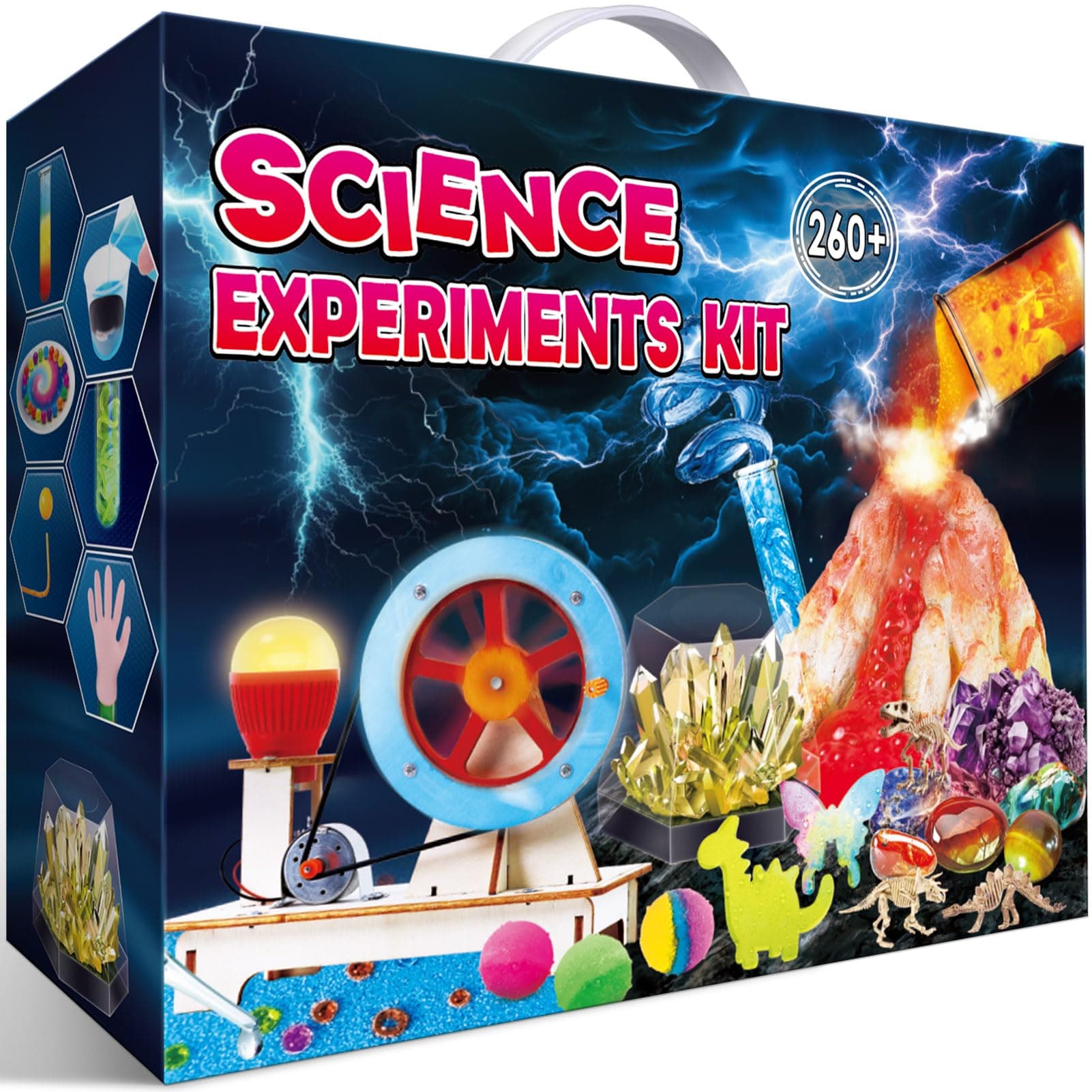 UNGLINGA 260+ Experiments Science Kits for Kids, S.T.E.M Science Projects, Chemistry Set, Christmas Birthday Toys Gifts Idea for Boys Girls, Dig Volcano Gemstones, Educational Scientist Set