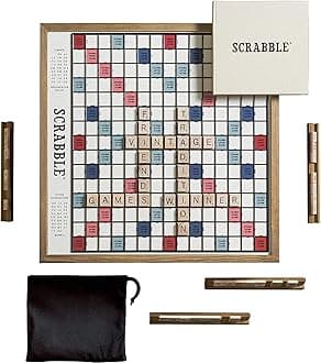 WS Game Company Scrabble Deluxe Vintage Edition with Rotating Game Board