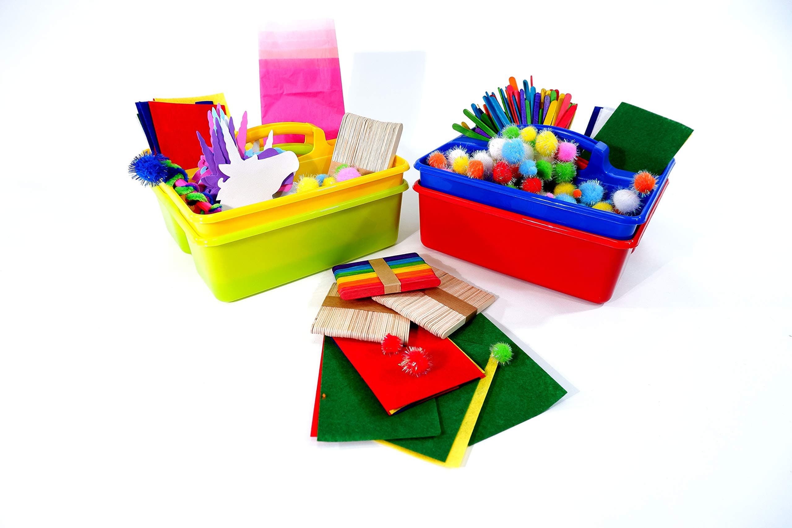 scola Stackable Empty Storage Caddies, Pack of 4, 280 x 240 x 140mm, Assorted Colours, Ideal for Schools, at Home Painting and Children