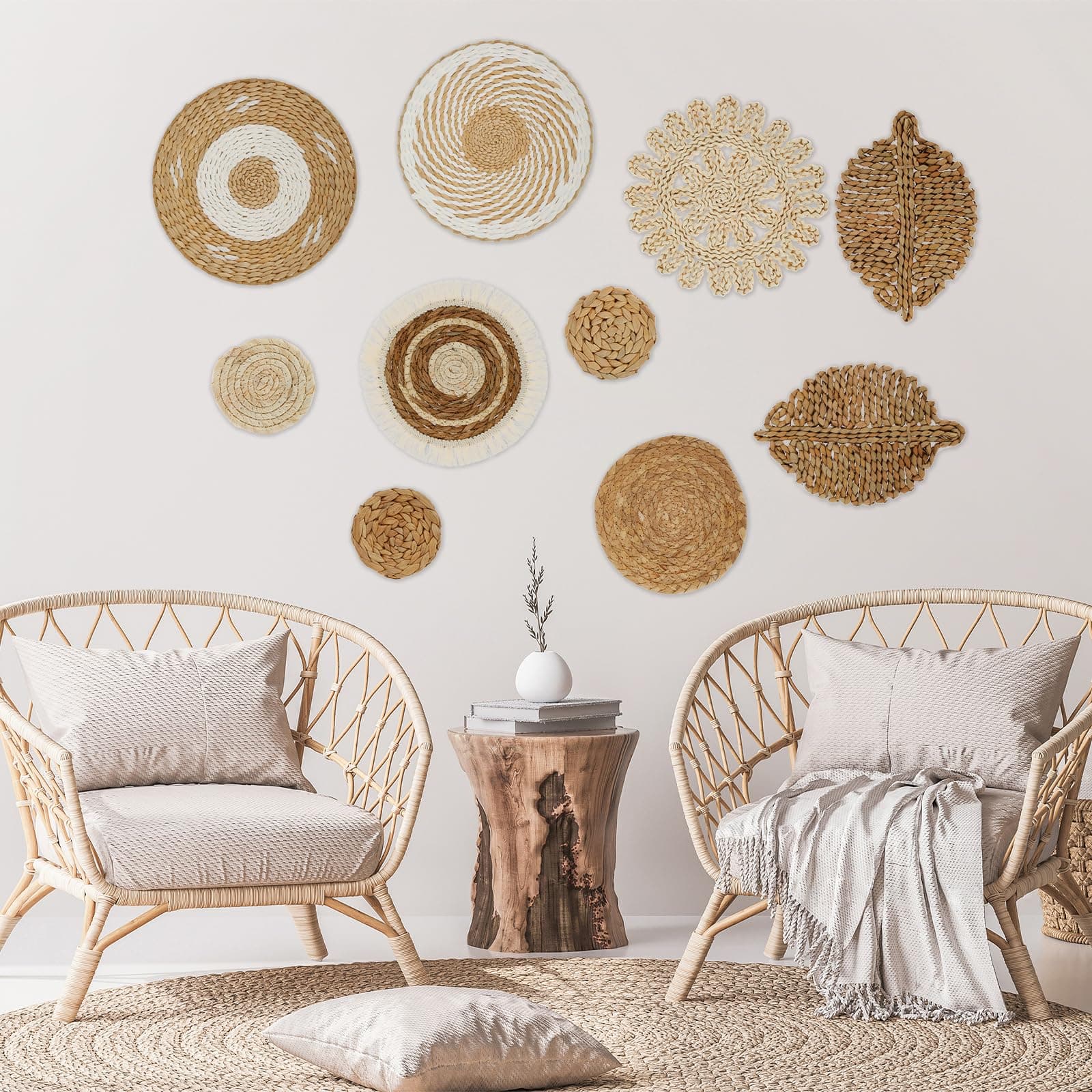 8 Pcs Boho Wall Basket Decor