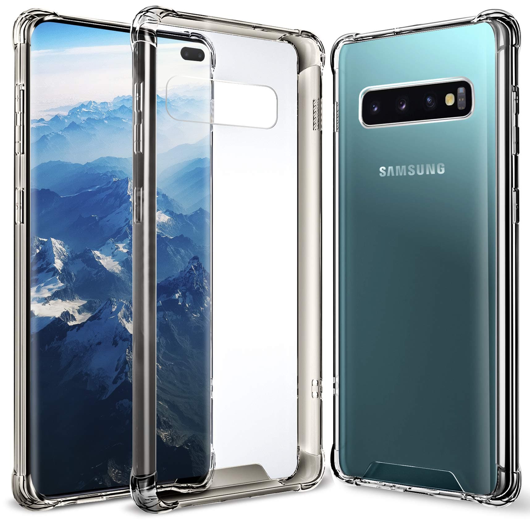 GeekZone Galaxy S10 Plus Case Clear, Samsung Crystal Clear Hard Cover Air Shockproof Technology Bumper Anti Scratch Back Drop Protective case for Samsung Galaxy S10 Plus / S10+ - Black