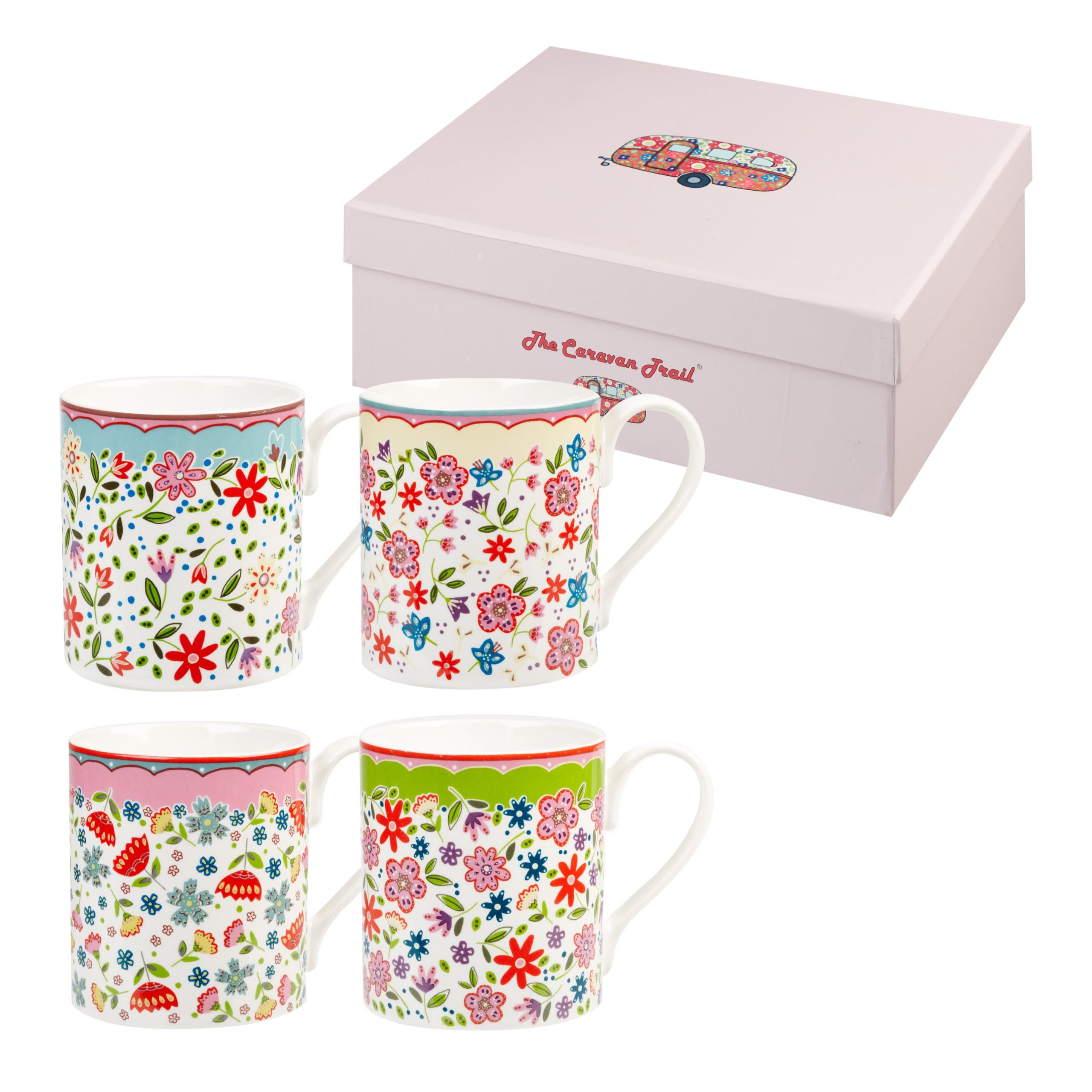 The Caravan Trail Rivera Set Larch 4 Mugs, Multi-Colour