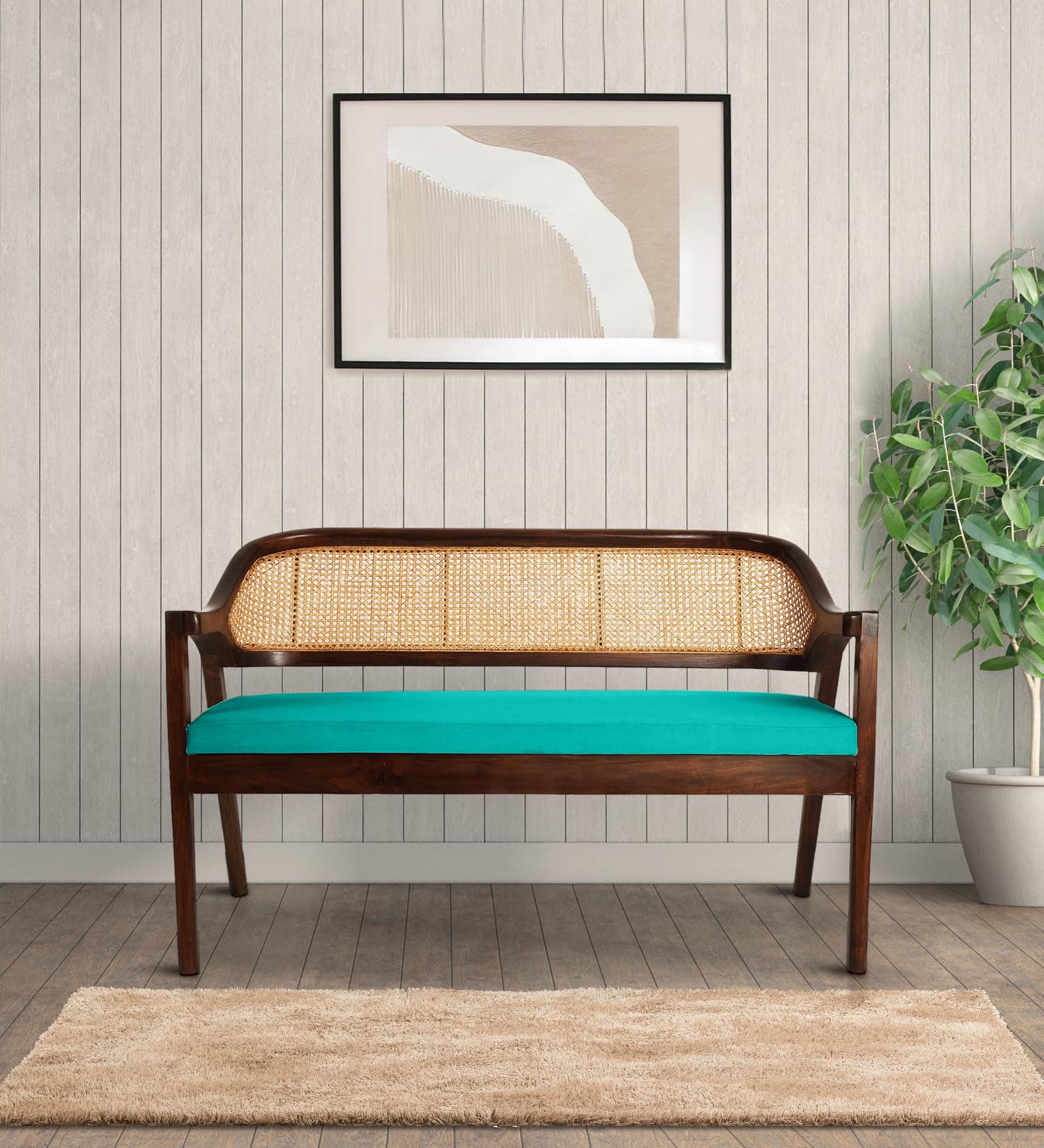 Enigma Bench Walnut Finish (CERULEAN BLUE)