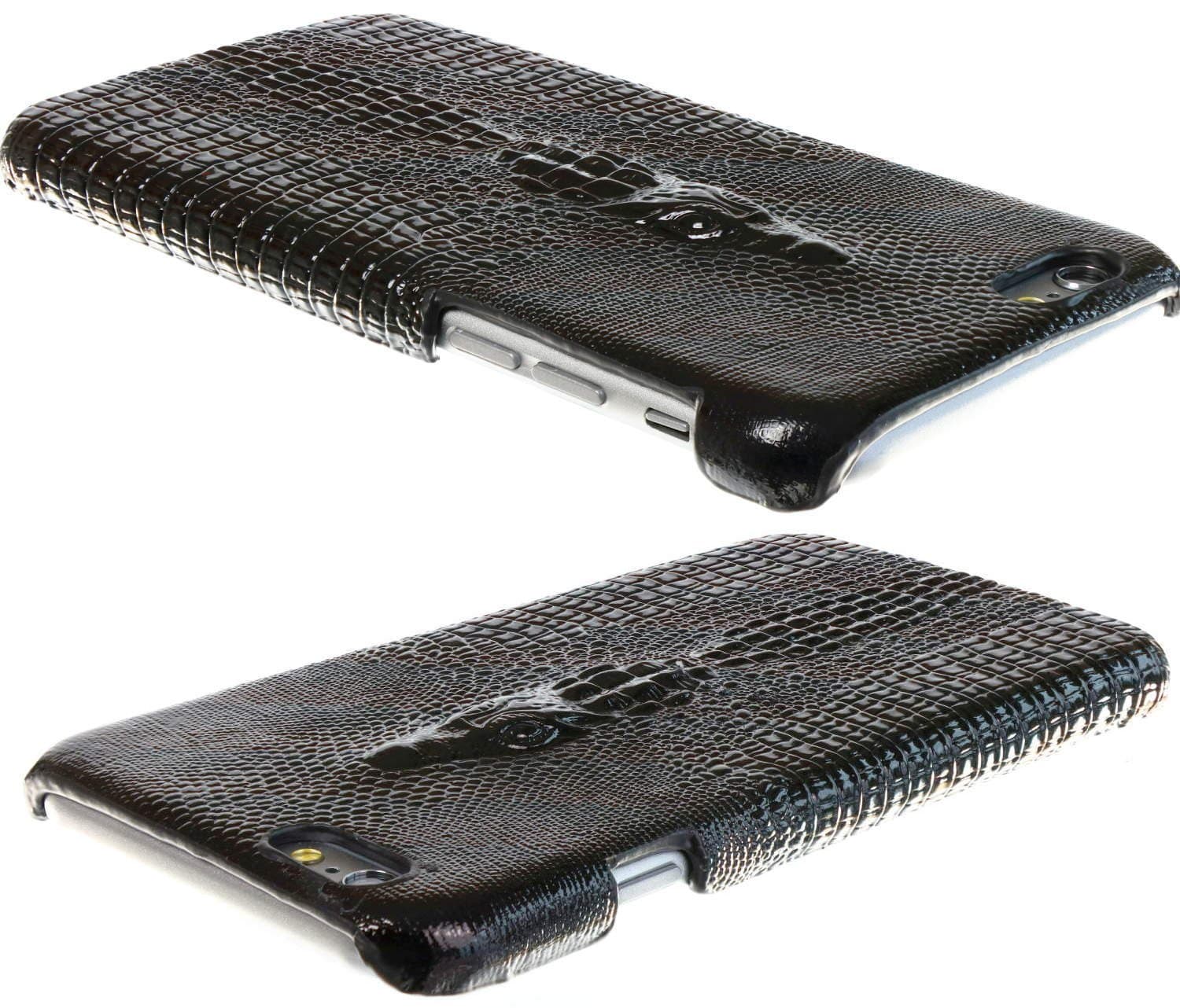 3Q Luxurious Exclusive Crocodile Design Apple iPhone 6 Case iPhone 6S Case 4.7 inch Premium Faux Leather iPhone 6 Cover Black