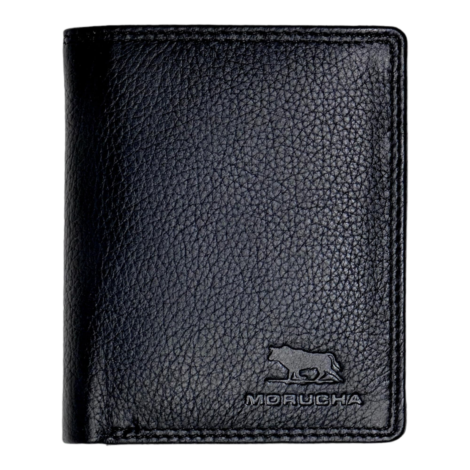 Wallets for Men, Antitheft Security RFID Blocker Purse, Luxury Real Leather Small Cardholder Wallet with Coin & ID Pocket M35 (Black)