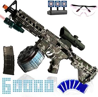 M416 Large Gel Splat Blaster for with Goggles, with Drum and Manual & Electric Dual Mode Gel Splat Blaster, for Team Game - Ages 14 +(Camouflage)