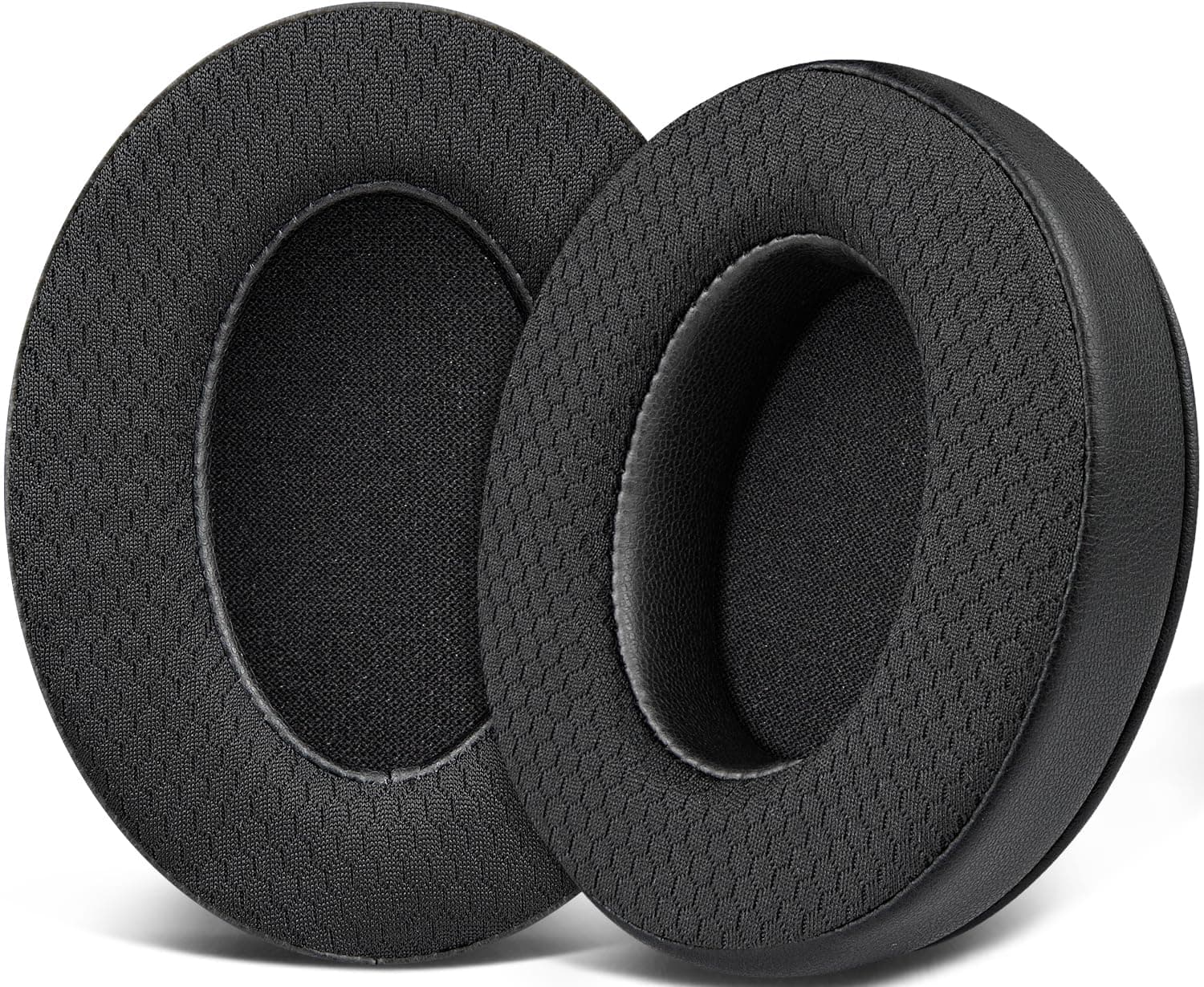 SOULWIT Mesh Fabric Replacement Earpads Cushions for HyperX Cloud 1/2/3/Pro/Core/Flight/Flight S/Stinger/Stinger S, CloudX Stinger/Stinger Core/Flight Headsets - Black