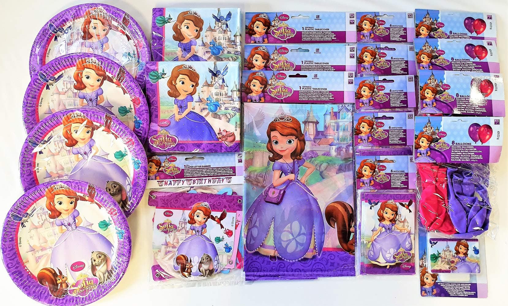 CN Ice Sofia The First Party Pack for 30 People - Disney Party Tableware and Decoration