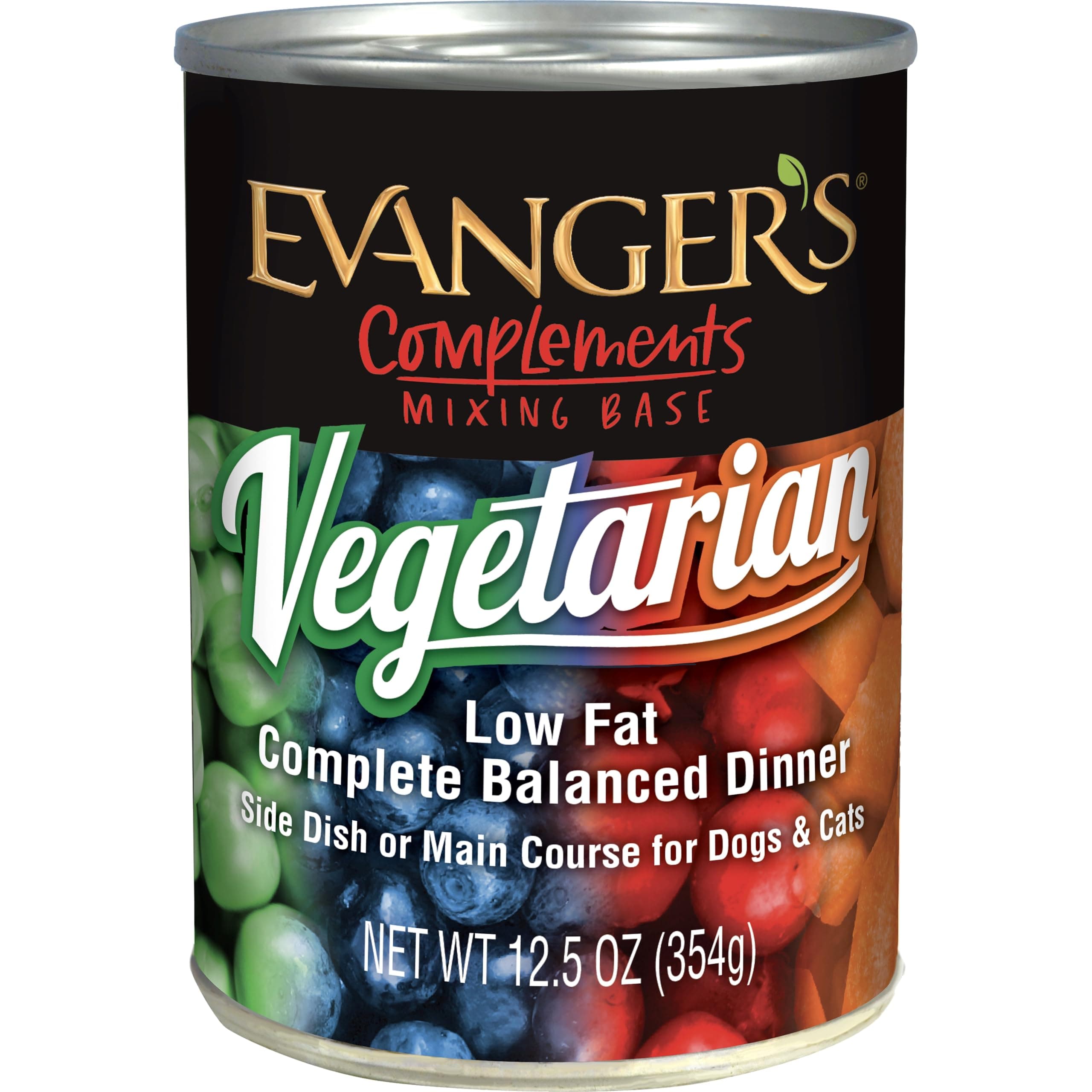 Evanger's Complements Vegetarian Dinner – 12 Count, 12.5 oz Each – Grain-Free Plant-Based Food for Dogs & Cats – Balanced Mixing Base with Vegetables & Fruits