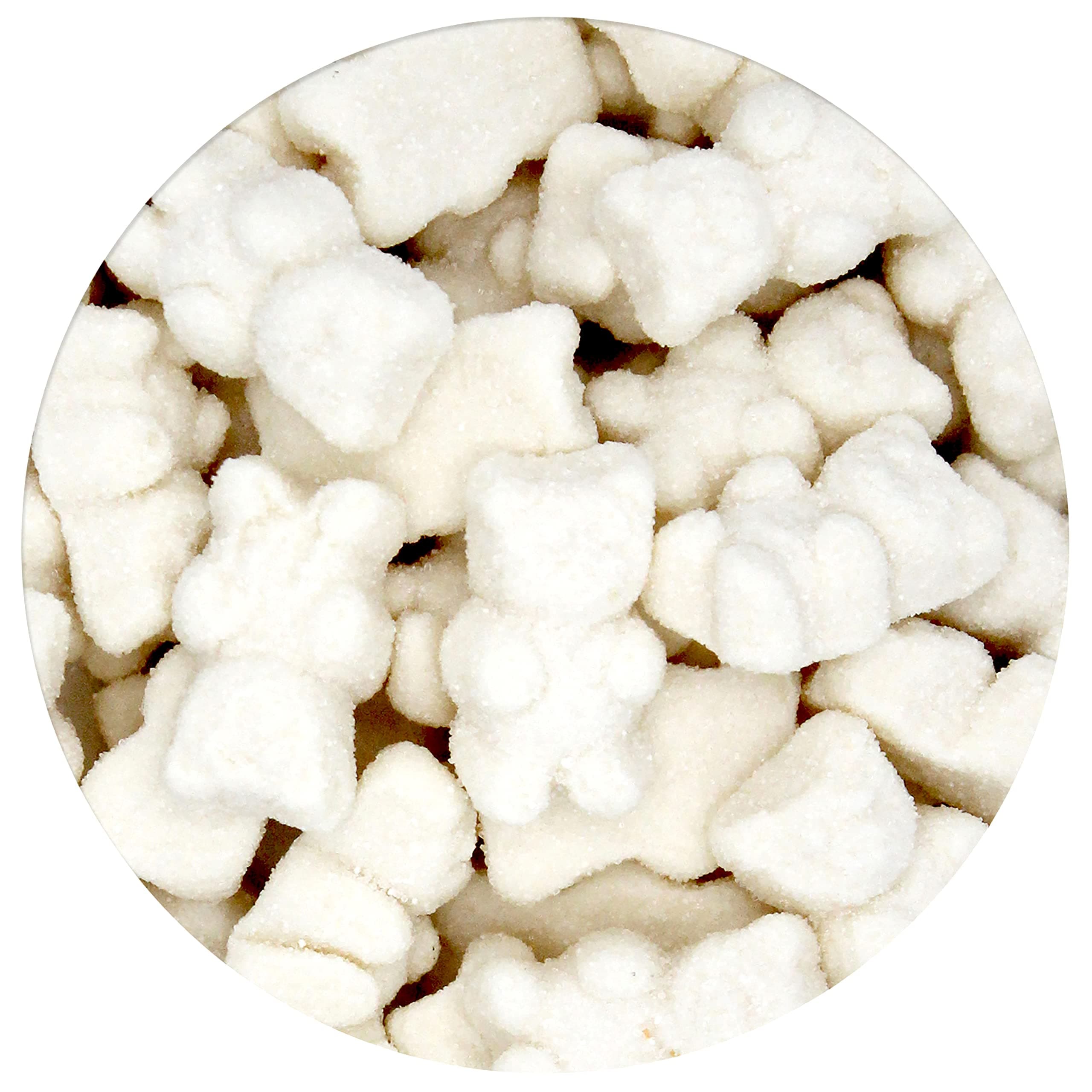 White Gummy Bears Sugared, 2.2 Pound Bag, White Candy Tutti Frutti Flavored, The Hampton Popcorn & Candy Company