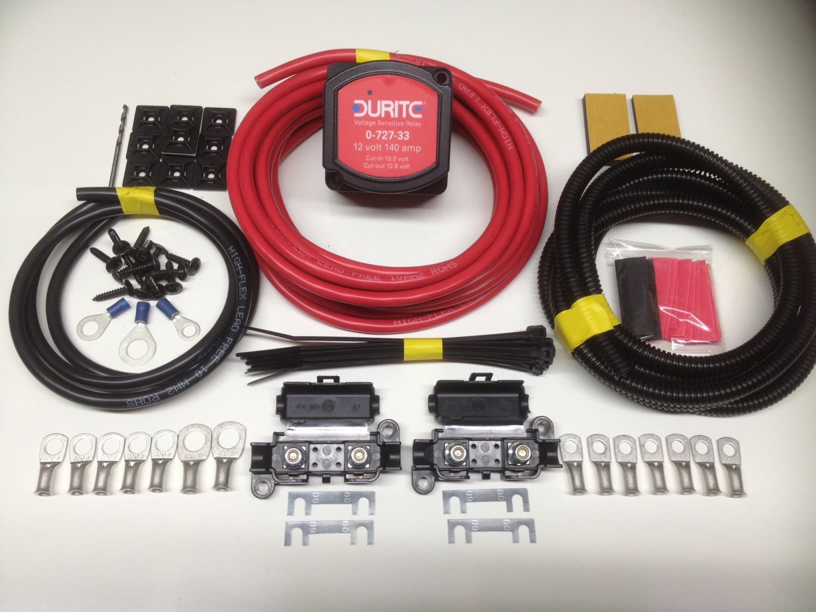 3mtr Split Charge Relay Kit 12v 140amp Durite Intelligent Voltage Sense Relay SCKD113