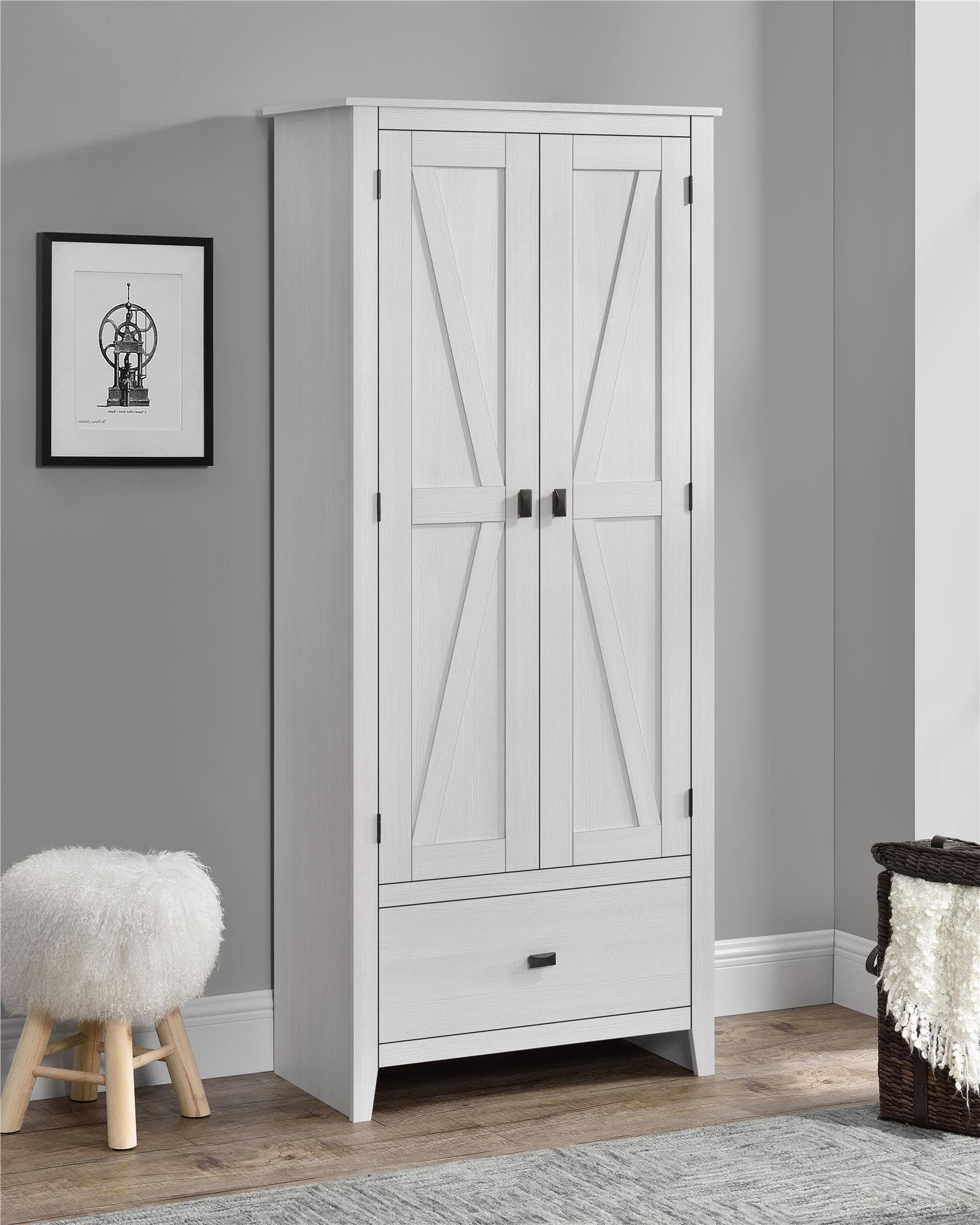 SystemBuild Evolution Farmington 30" Wide Storage Cabinet, Ivory Pine