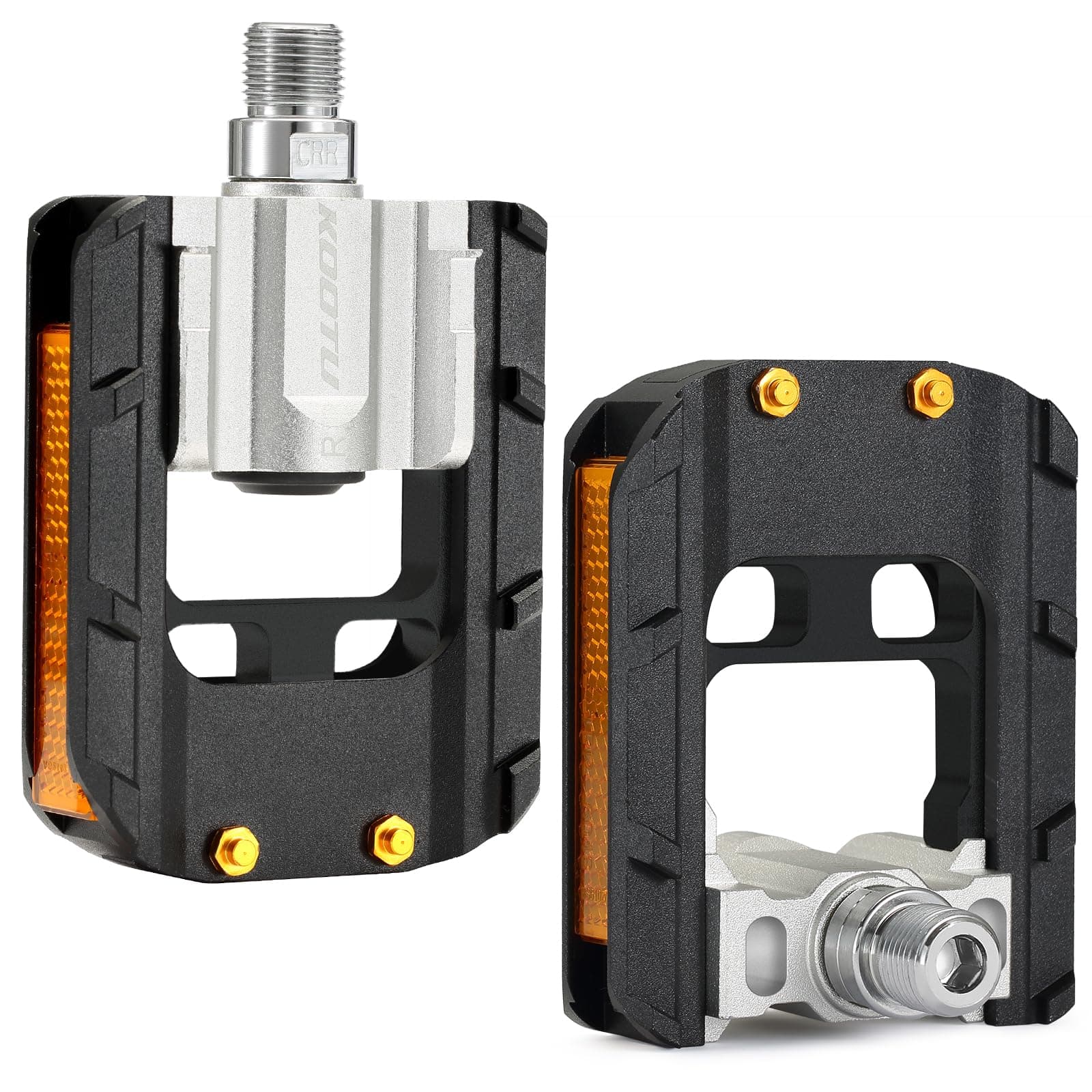 Bike Pedals with Reflective Strips, Universal 9/16 Inch Mountain Bike Pedals, Non-Slip Aluminum Alloy Bicycle Pedals for Road BMX MTB Bike