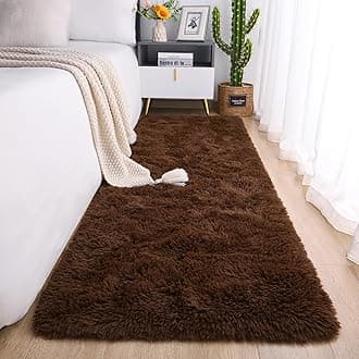 Chicrug Soft Runner Rug for Bedroom Living Room Plush Fluffy Rug 2x10 Feet, Shag Furry Runner Carpet Non Shedding for Nursery Children Kids Girls Room Home Decorative, Coffee
