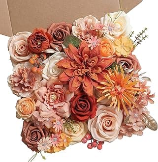Serra FloraArtificial Flowers Combo Box Set Faux Flowers Bulk Flower Leaf with Stems for DIY Wedding Bouquets Centerpieces Baby Shower Party Home Decorations