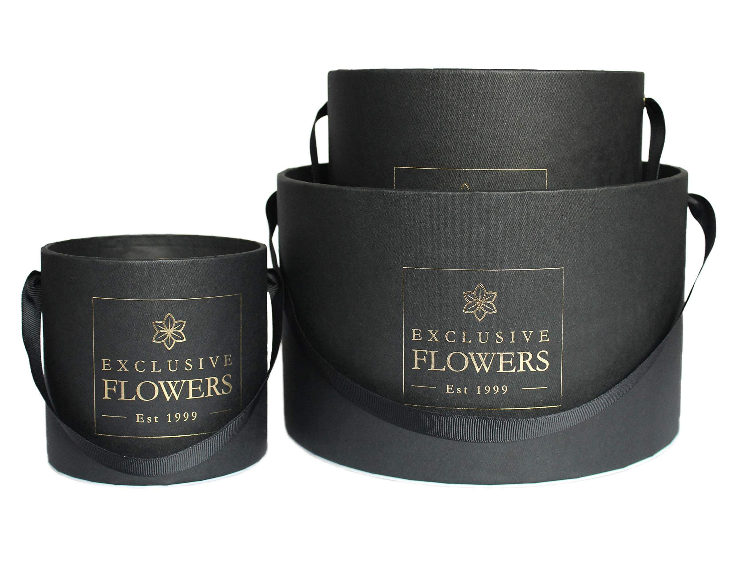 Gift Box Round Elegant Flower Box Wedding Decor 3 Sizes Pack (S/M/L) Handmade in Europe 4 available colors ExclusiveFlowers (Black)