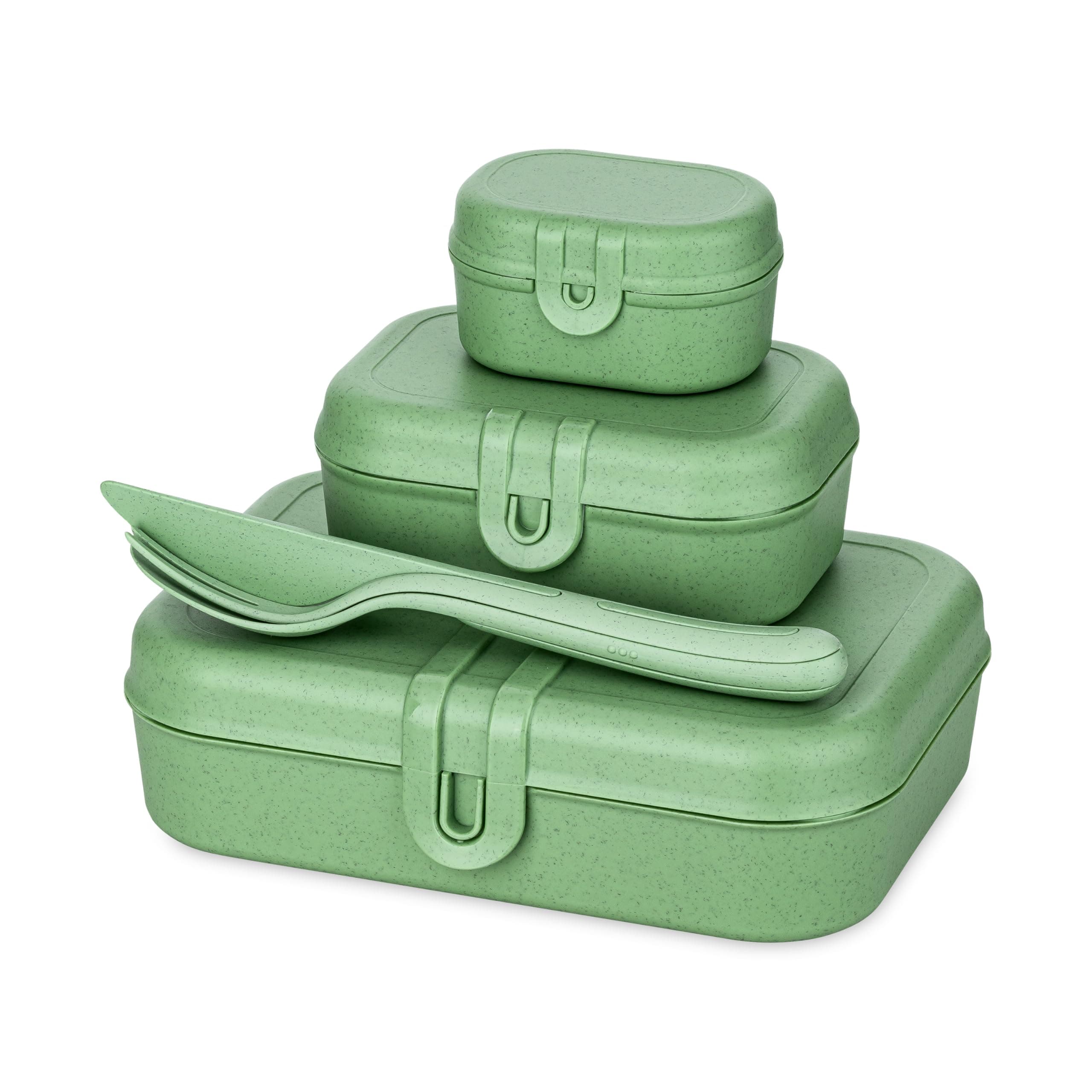 - Pascal Ready Lunch Box Set + Cutlery Set Nature Leaf Green