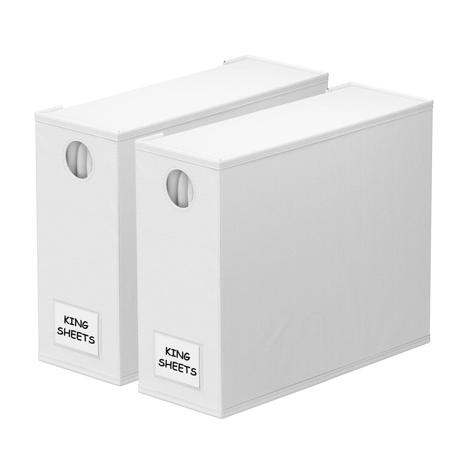 SpaceAid 2 Pack Bed Sheet Organizers and Storage, Foldable Sheet Organizer for Linen Closet, Sheets Set Folder Keeper with Window XL (Queen & King Size) Organizing Bedding Container (White, 2 Pack)
