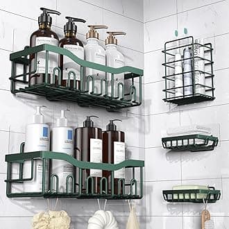 EUDELE Shower Caddy 5 Pack,Adhesive Shower Organizer for Bathroom Storage&Home Decor&Kitchen,No Drilling,Large Capacity,Rustproof Stainless Steel Bathroom Organizer,Shower Shelves for Inside Shower