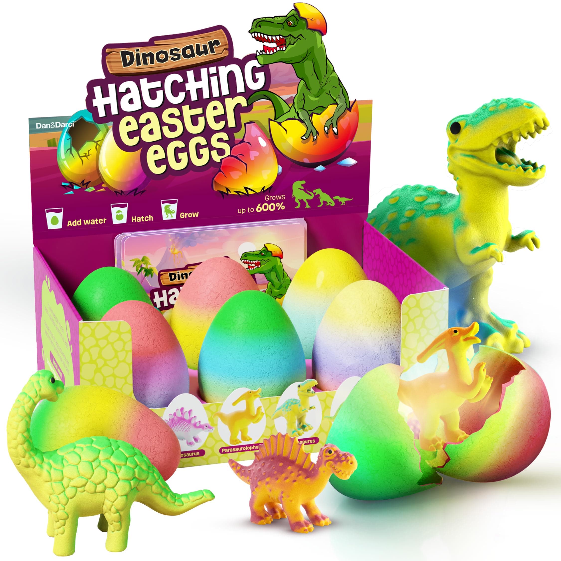 Dinosaur Hatching Surprise Eggs for Kids - 6 Pack - Grows 600% - Dino Egg Toys for Boys & Girls Age 3-8 - Gift Ideas, Party Favors, Stocking Stuffers for 3+ Year Old Boy - Gifts for Ages 3 4 5 6 7 8